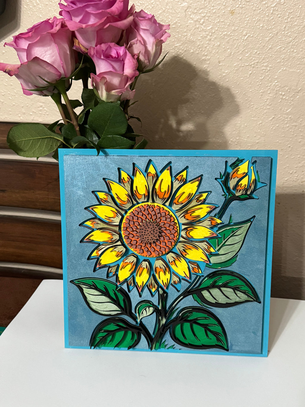 Wooden Layered Yellow Sunflower