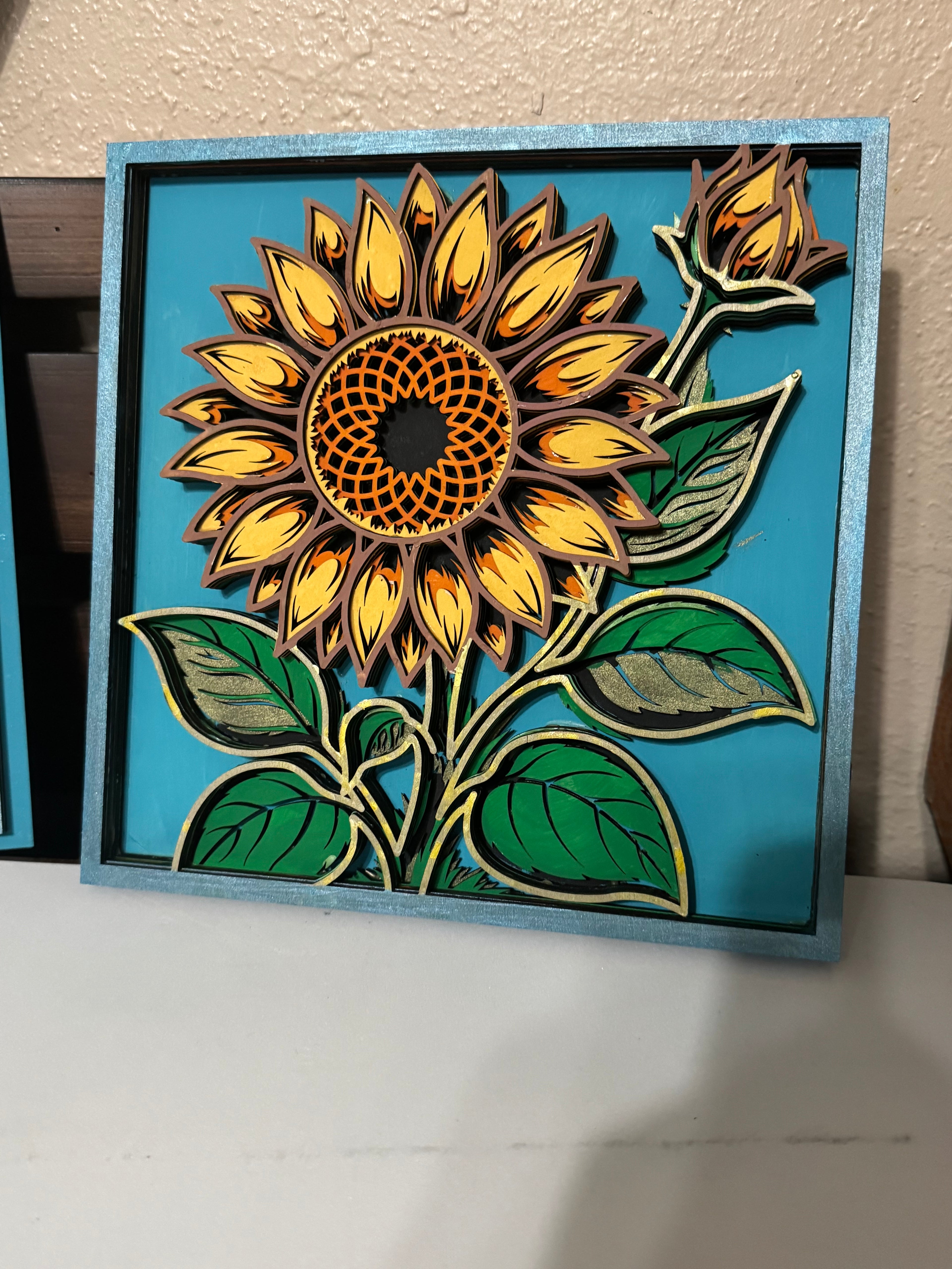 Wooden Layered Yellow Sunflower