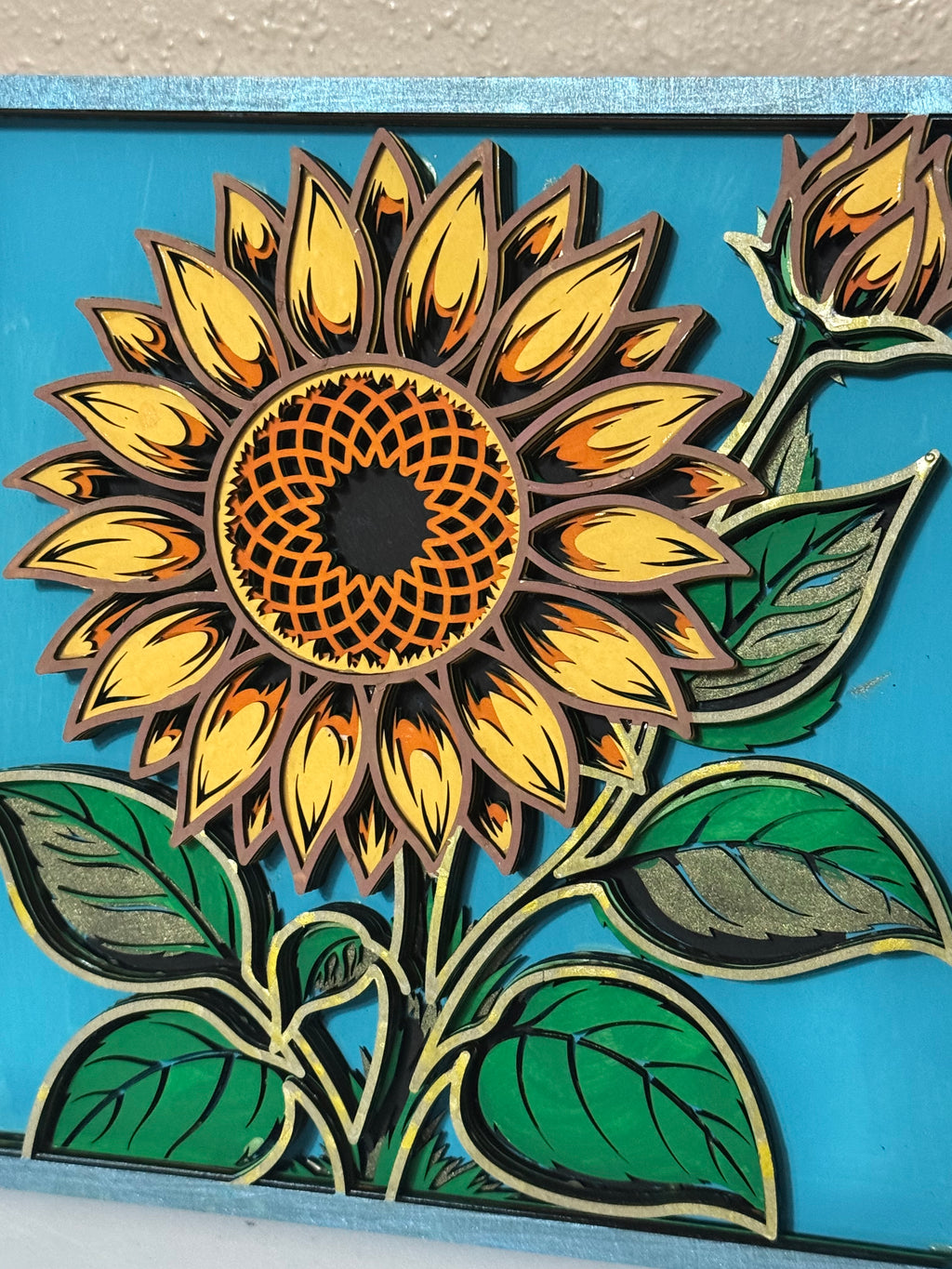 Wooden Layered Yellow Sunflower