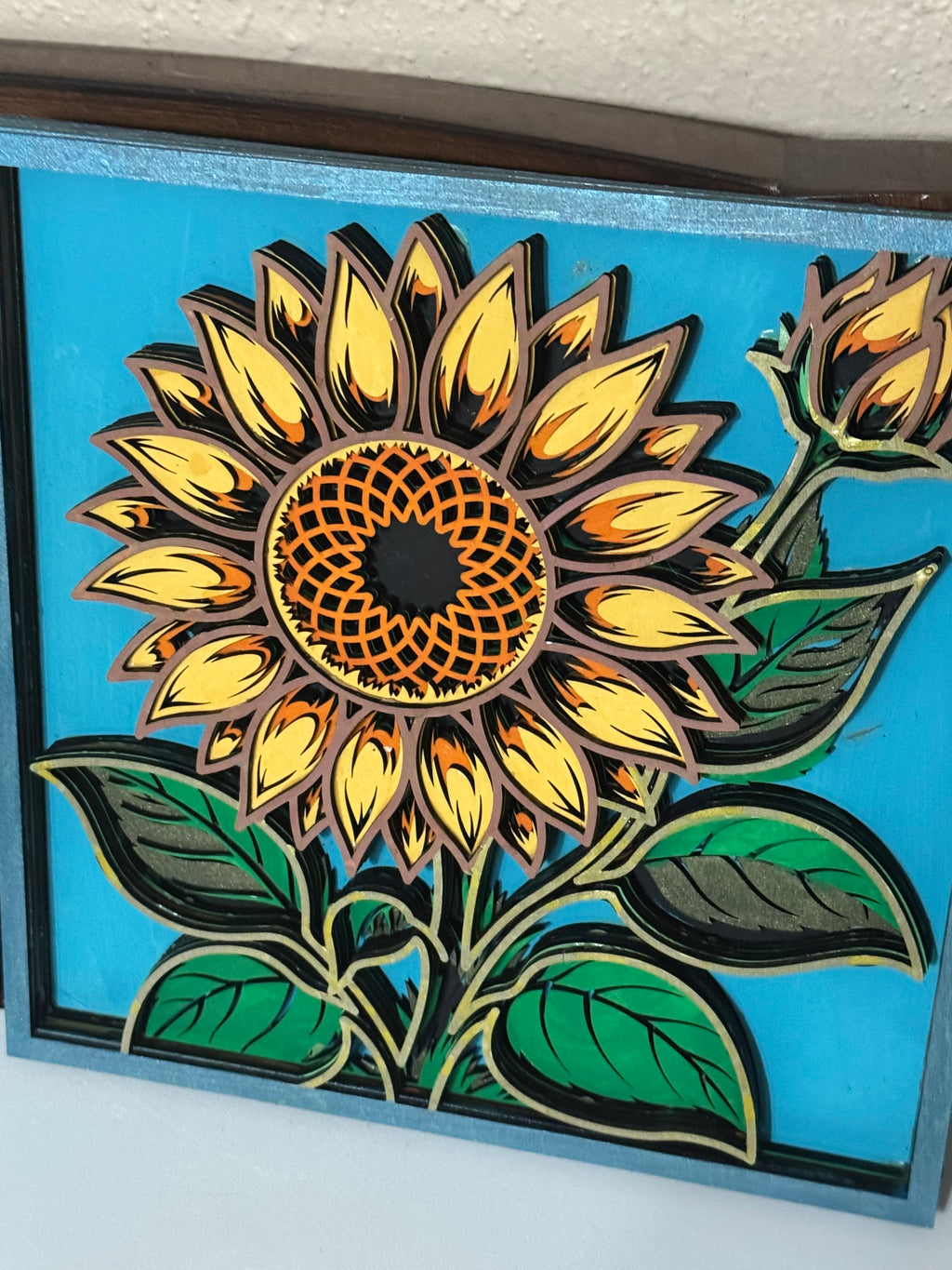 Wooden Layered Yellow Sunflower