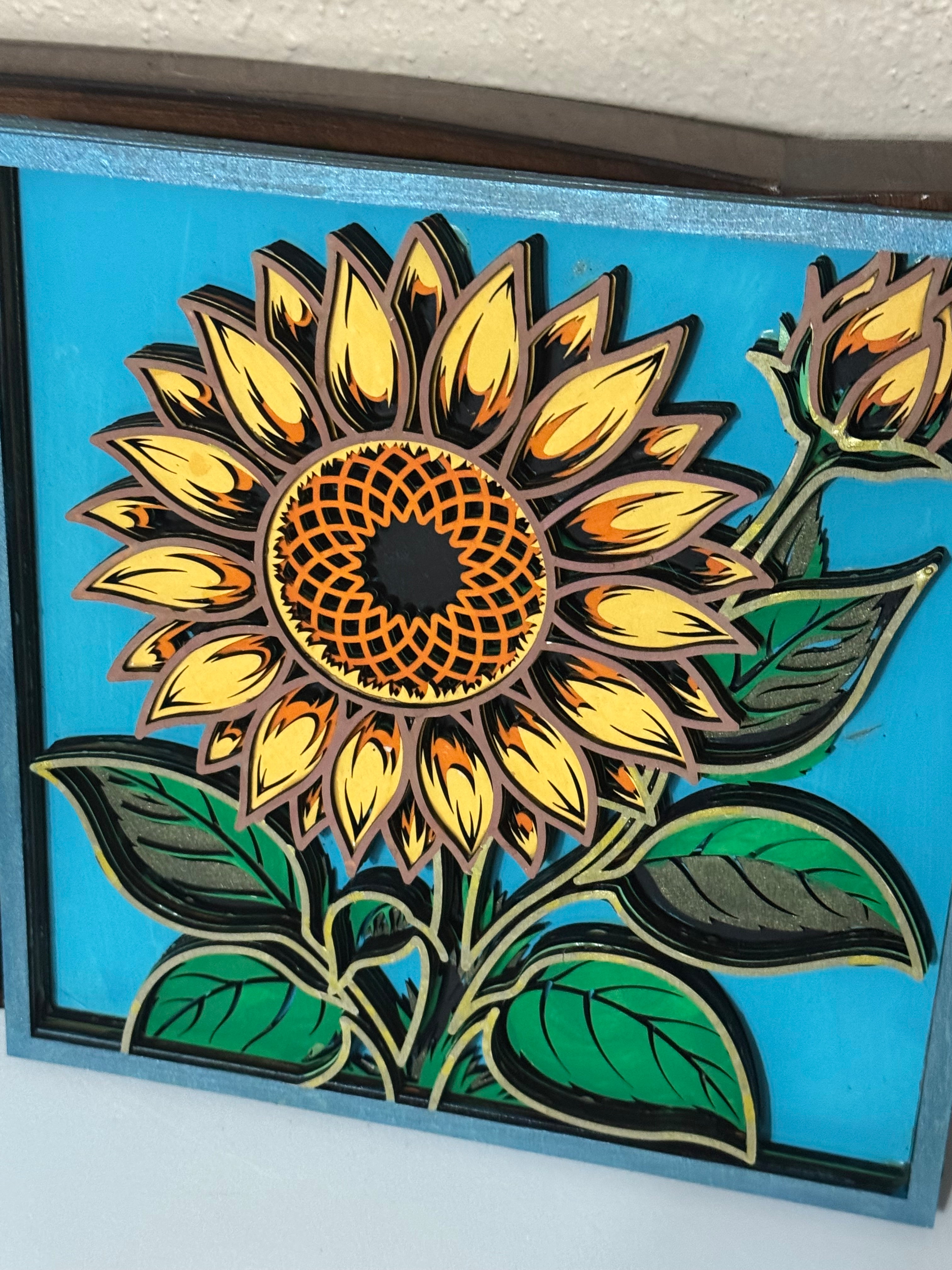 Wooden Layered Yellow Sunflower