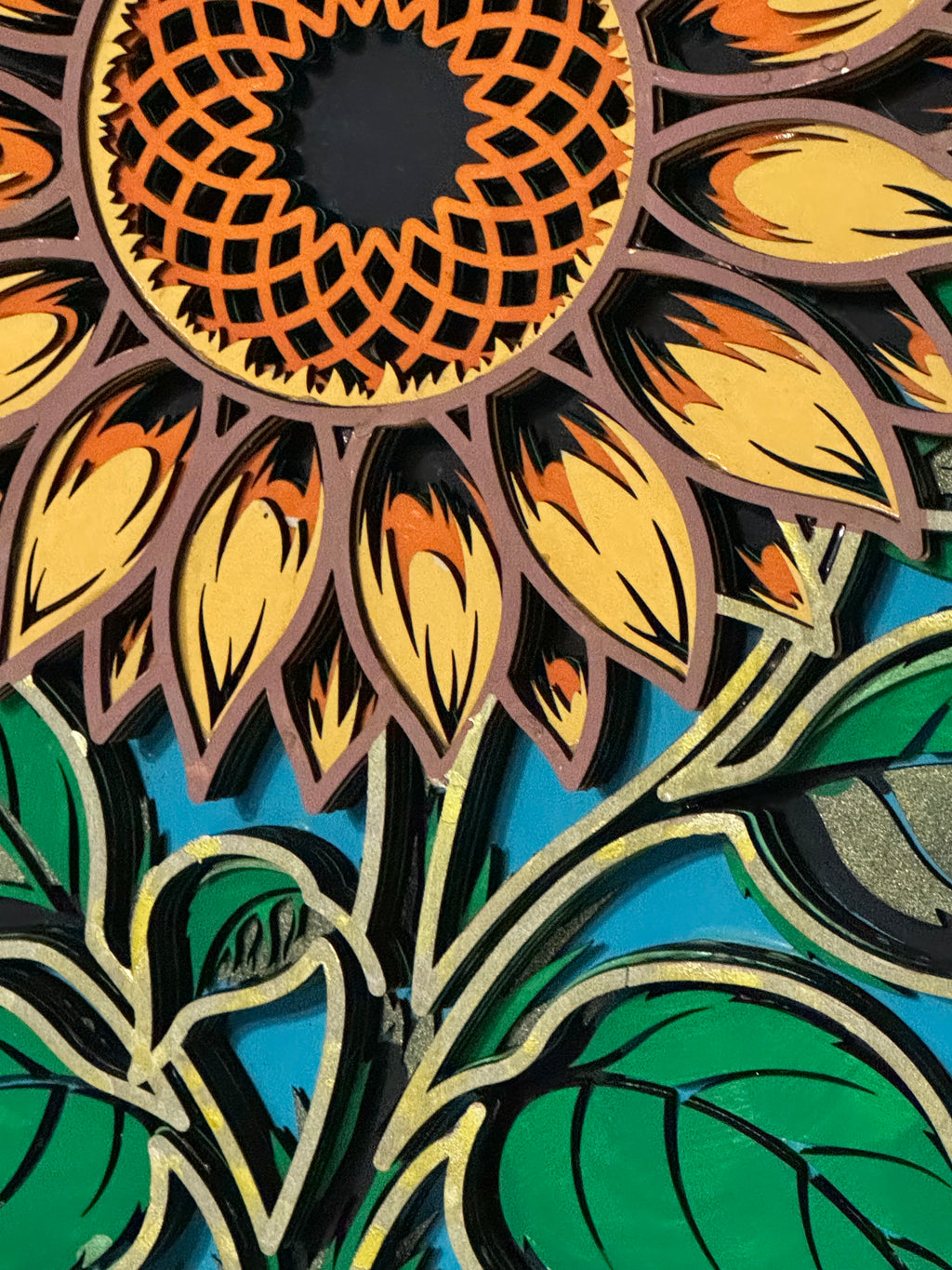 Wooden Layered Yellow Sunflower