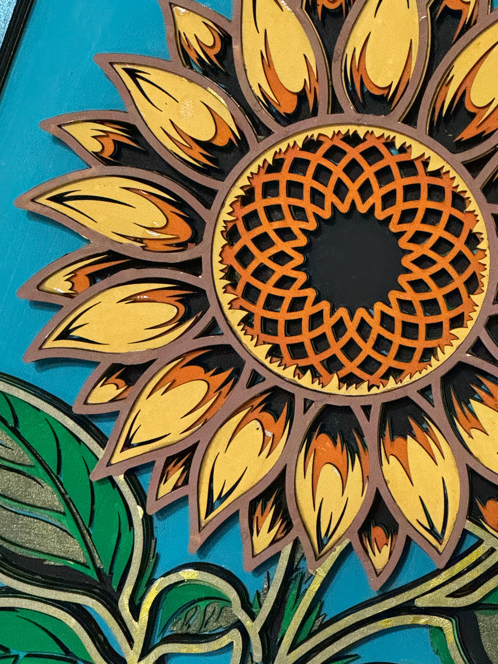 Wooden Layered Yellow Sunflower