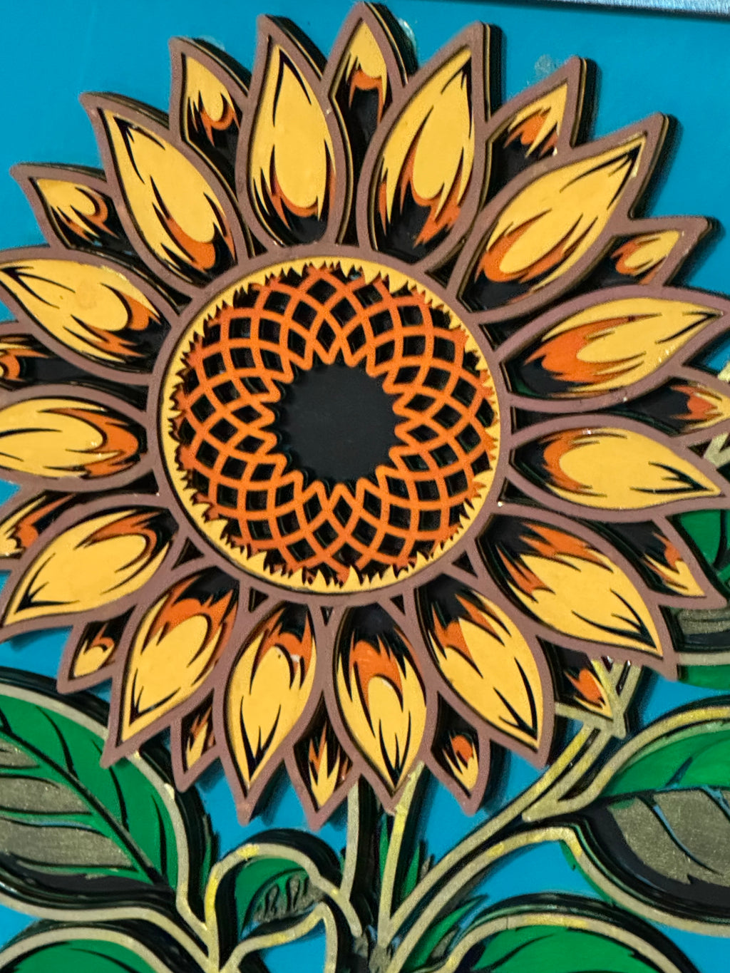 Wooden Layered Yellow Sunflower