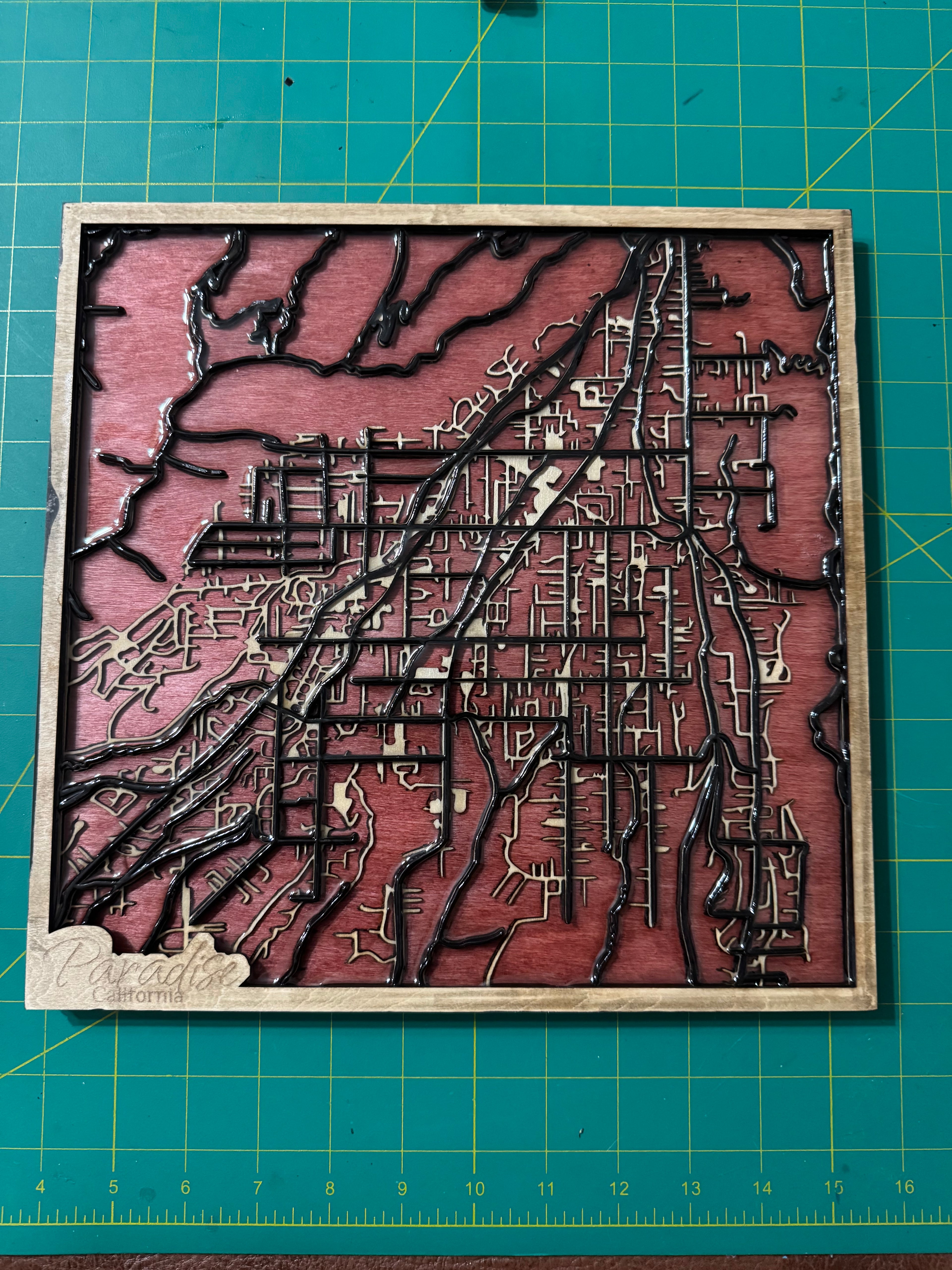 Paradise California Wooden Map