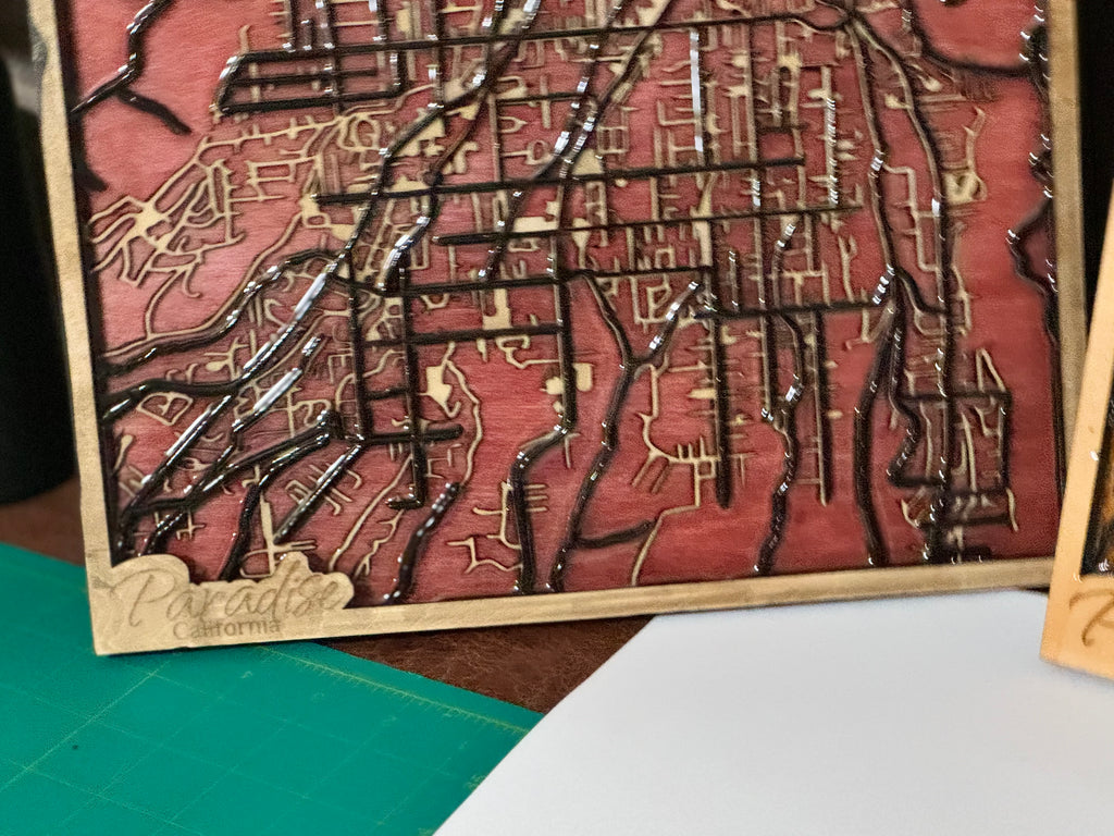 Paradise California Wooden Map