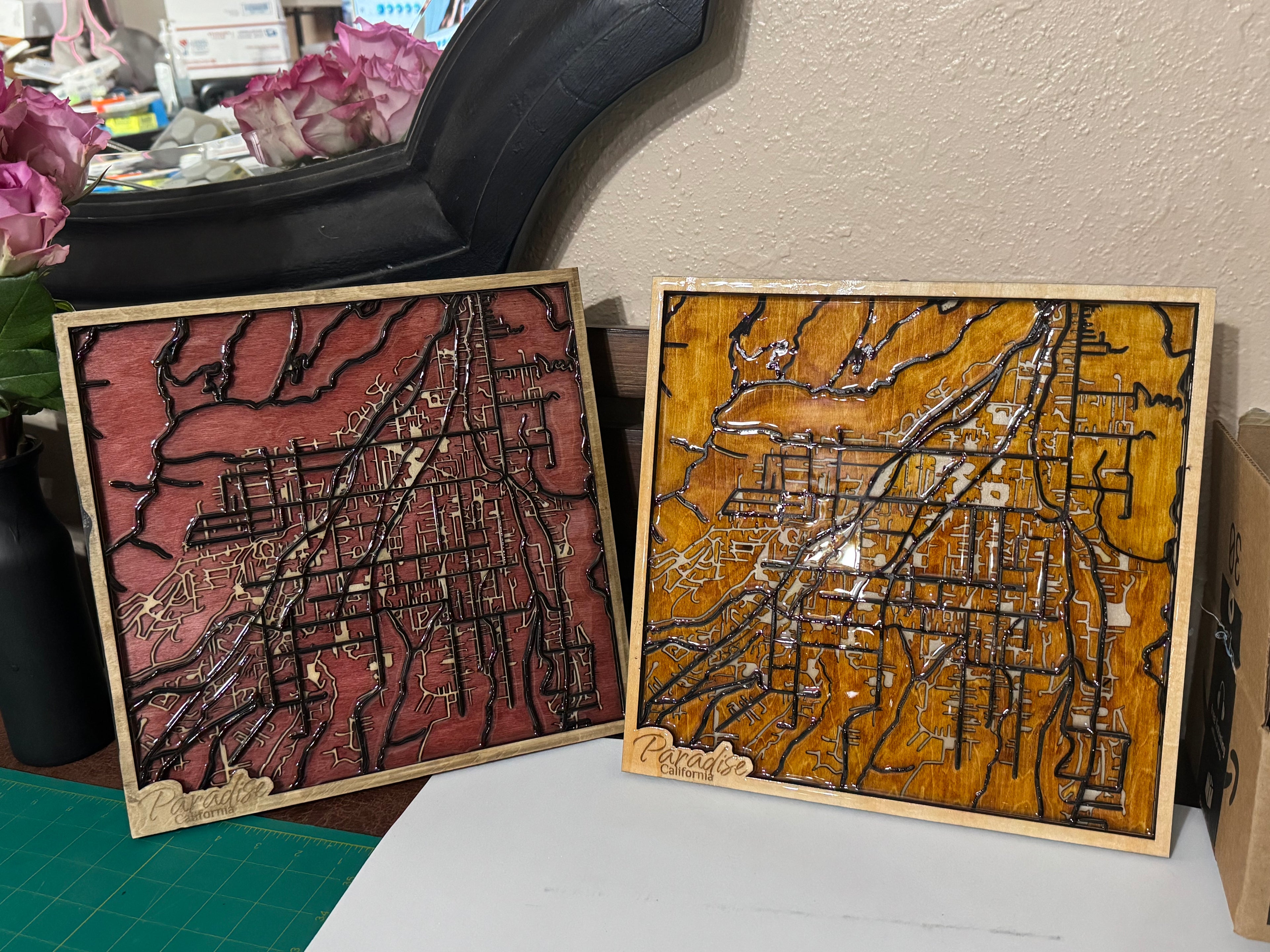 Paradise California Wooden Map