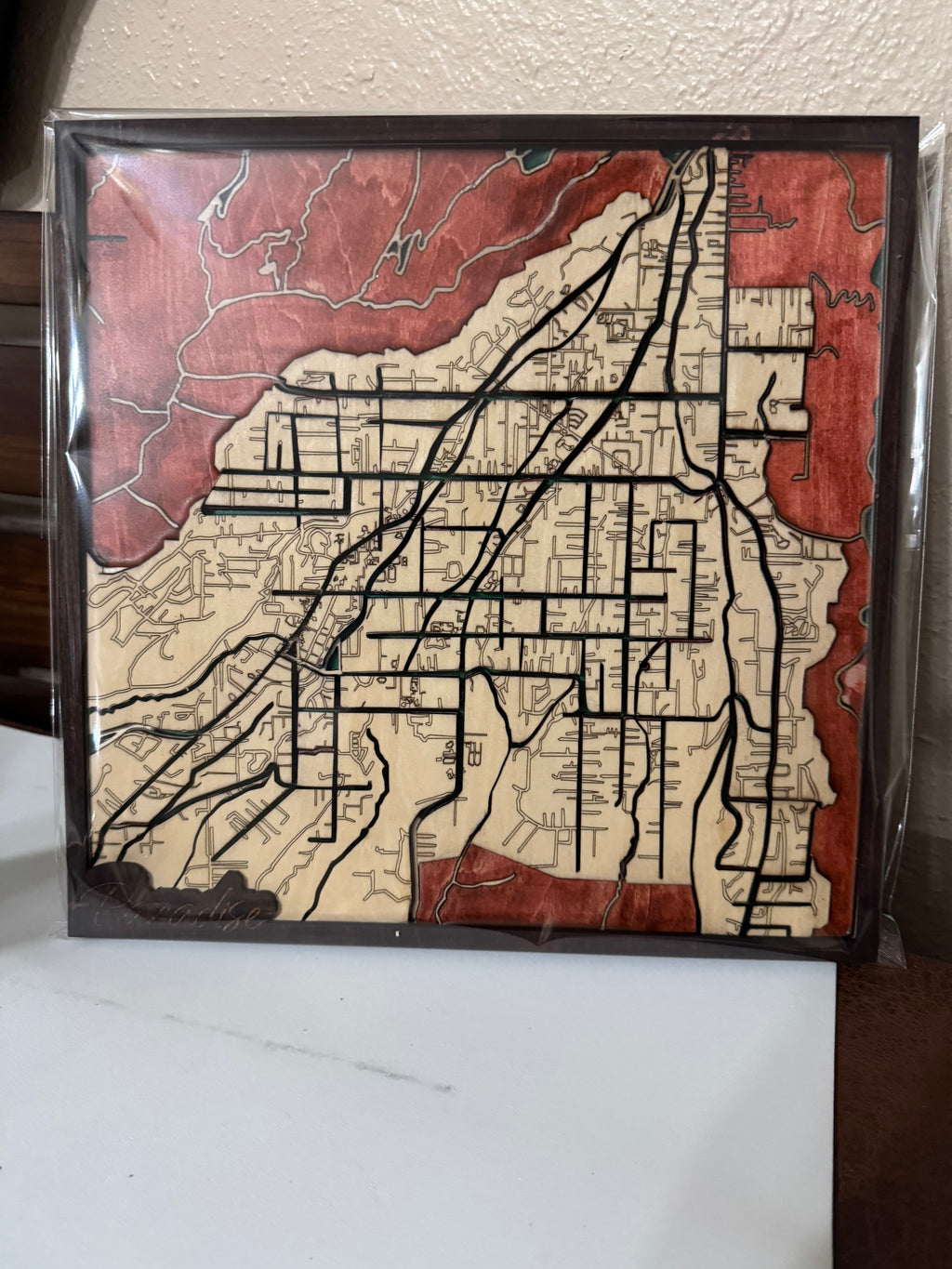 Paradise California Wooden Map Streets