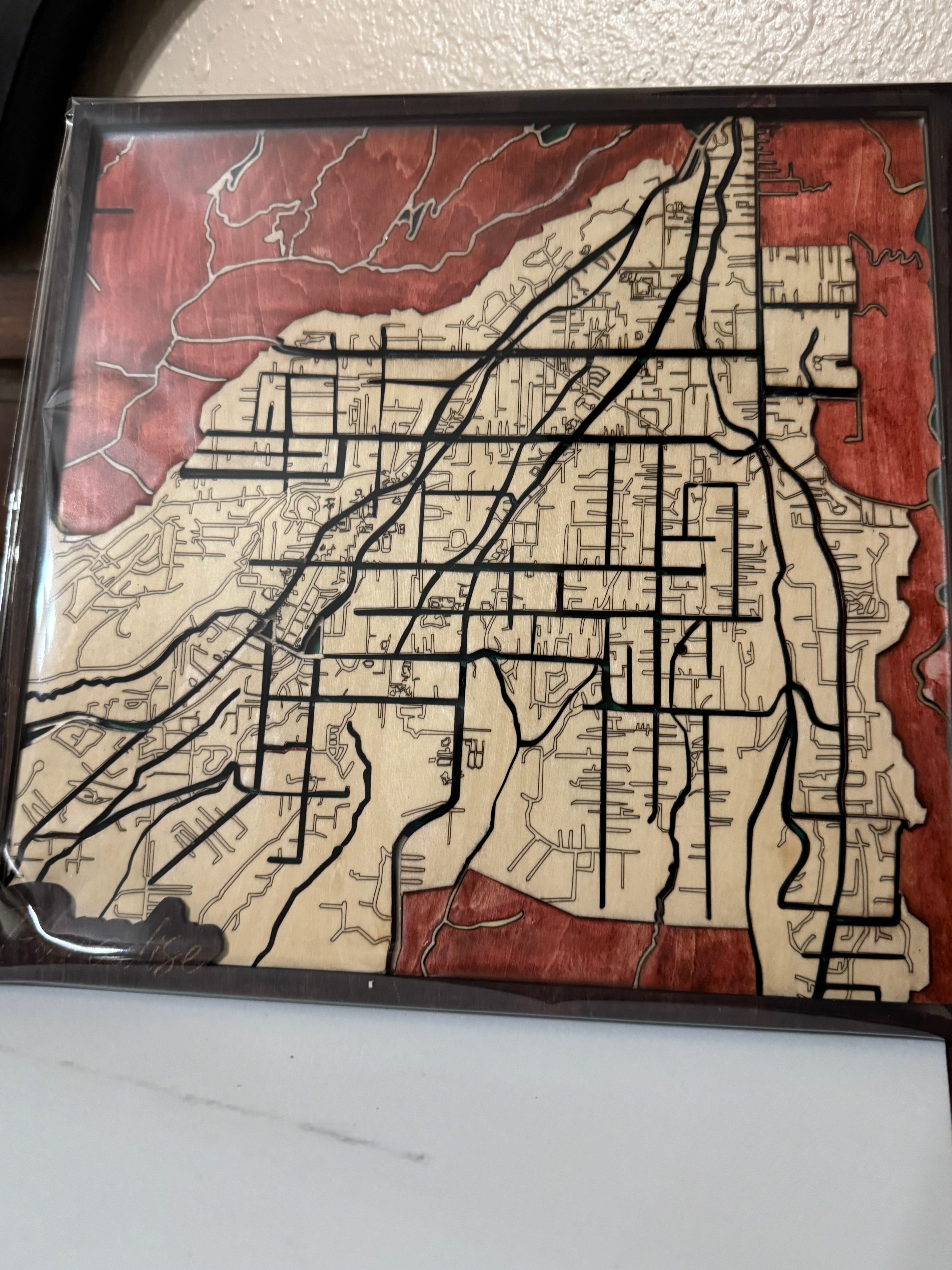 Paradise California Wooden Map Streets