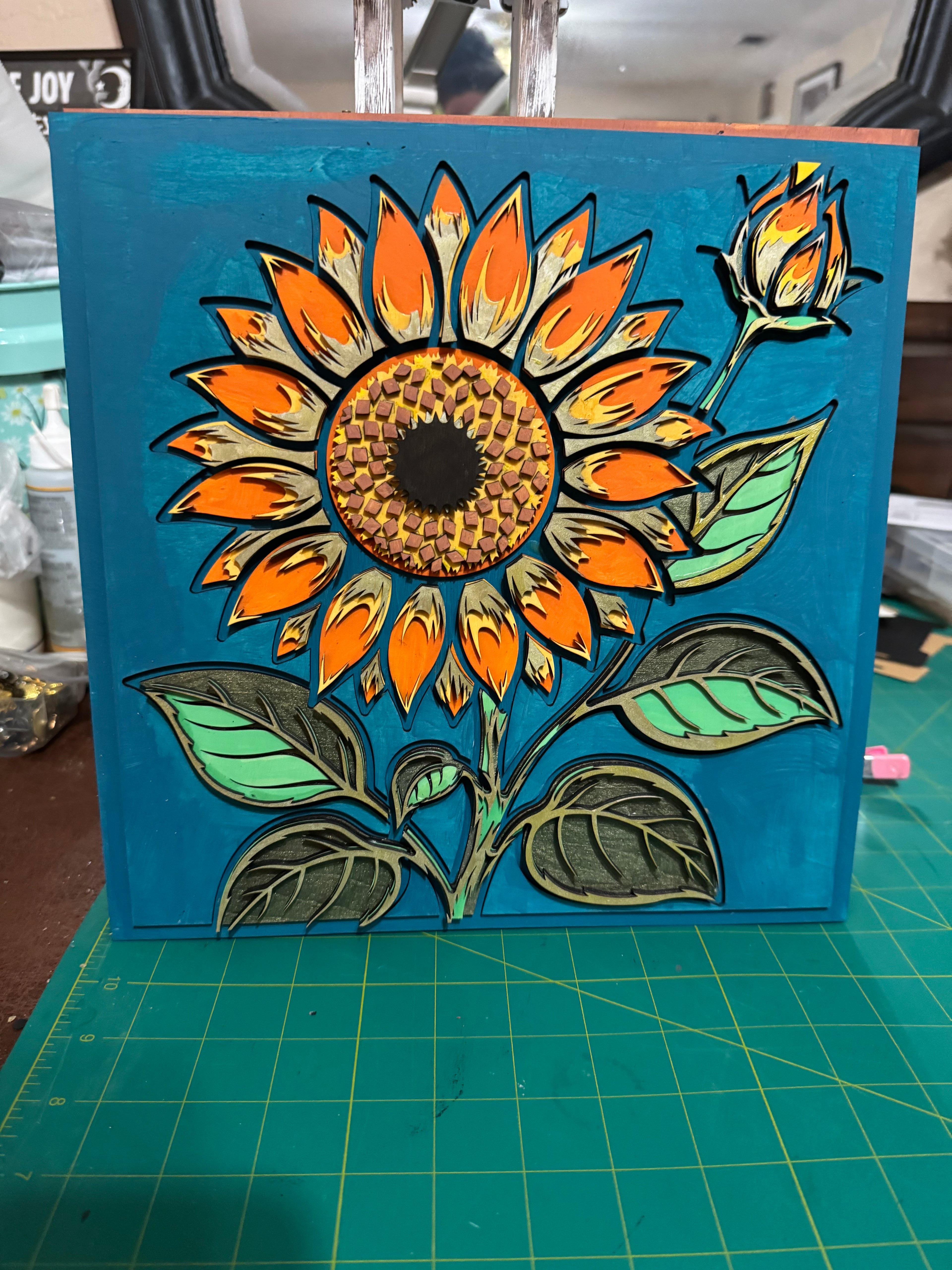 Wooden Layered Yellow Sunflower