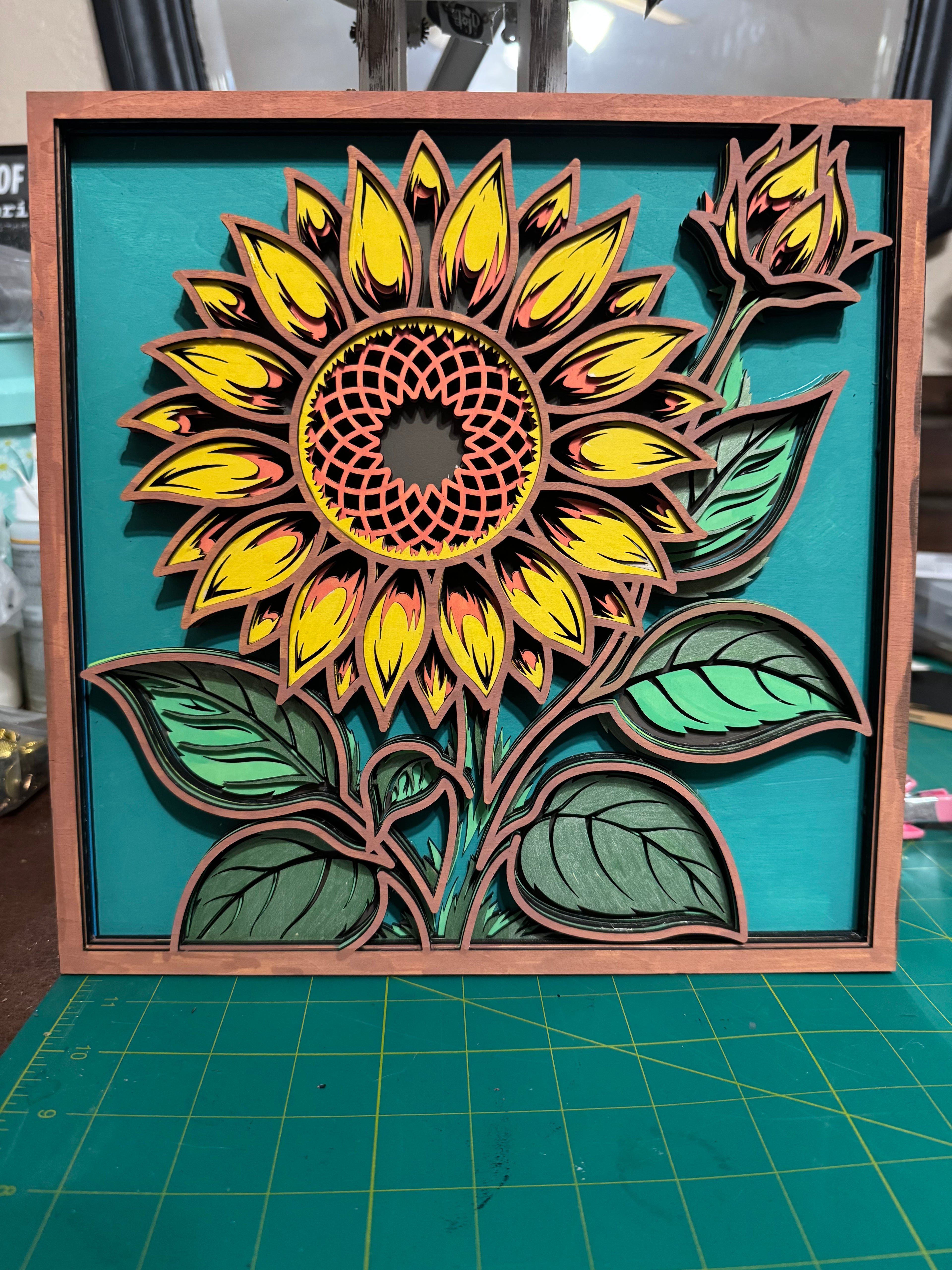 Wooden Layered Yellow Sunflower