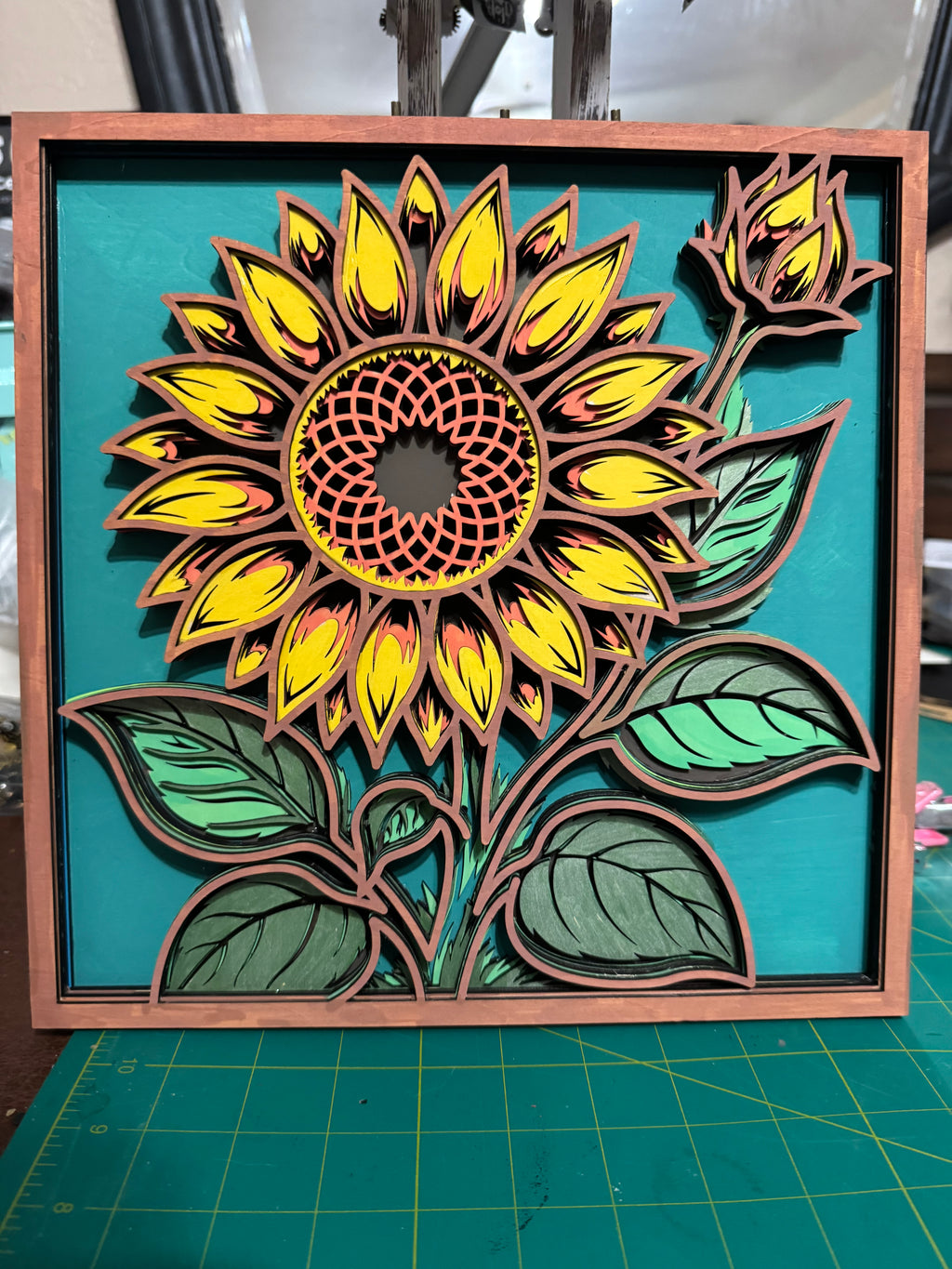 Wooden Layered Yellow Sunflower