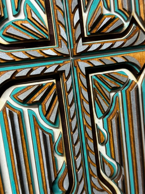 Wooden Layered Cross Striped 2