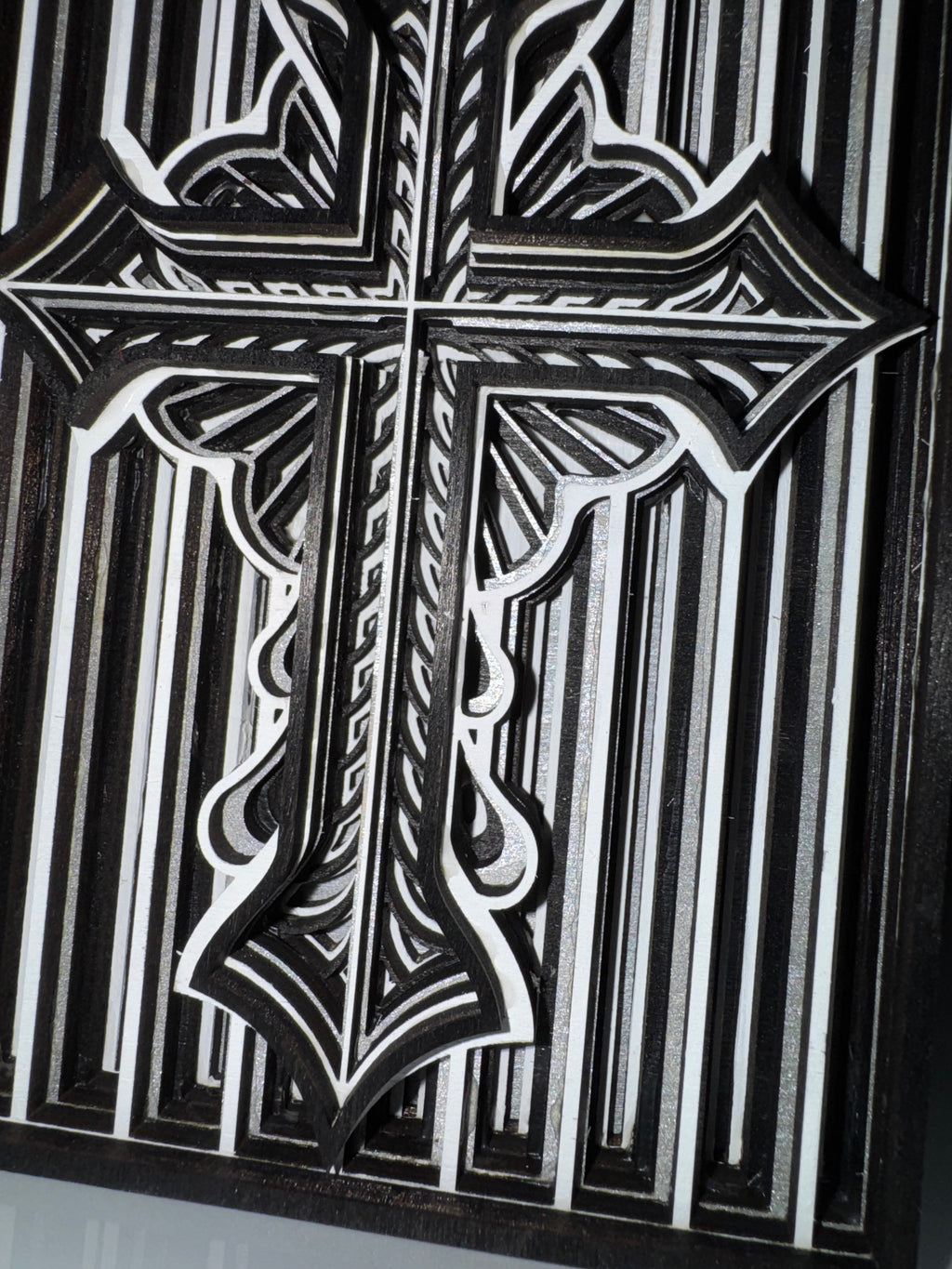 Black and White Striped Cross