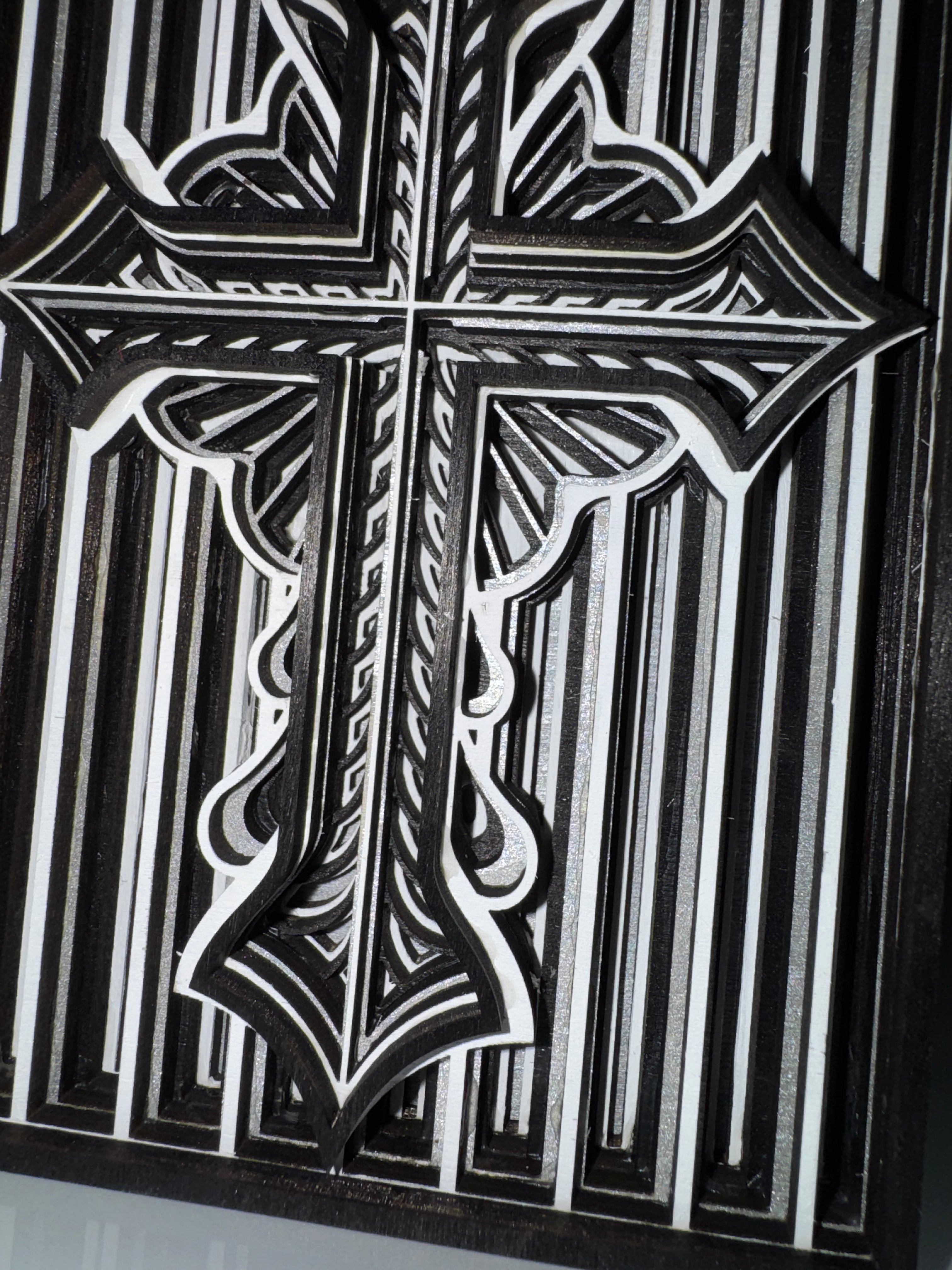 Black and White Striped Cross