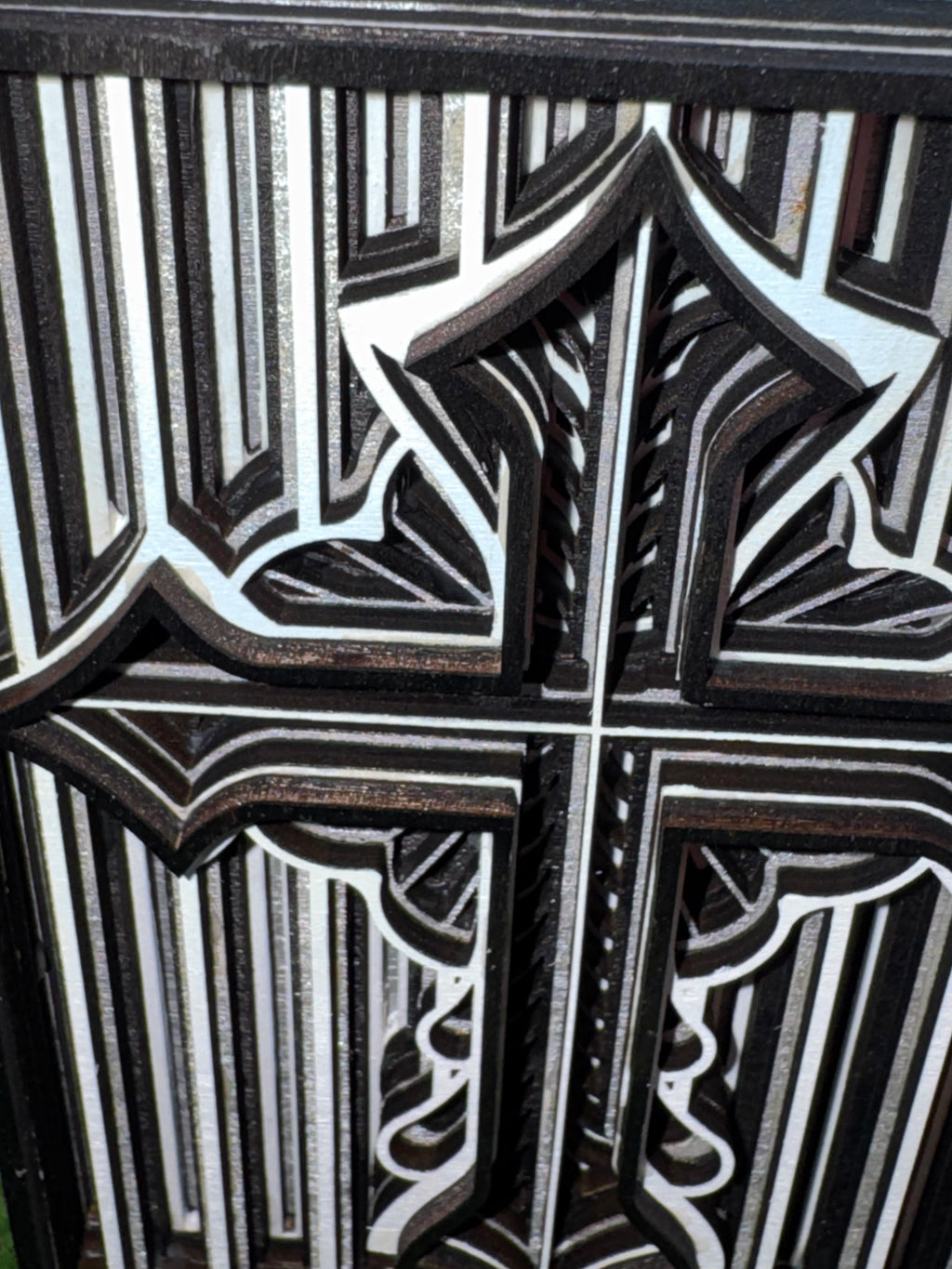 Black and White Striped Cross