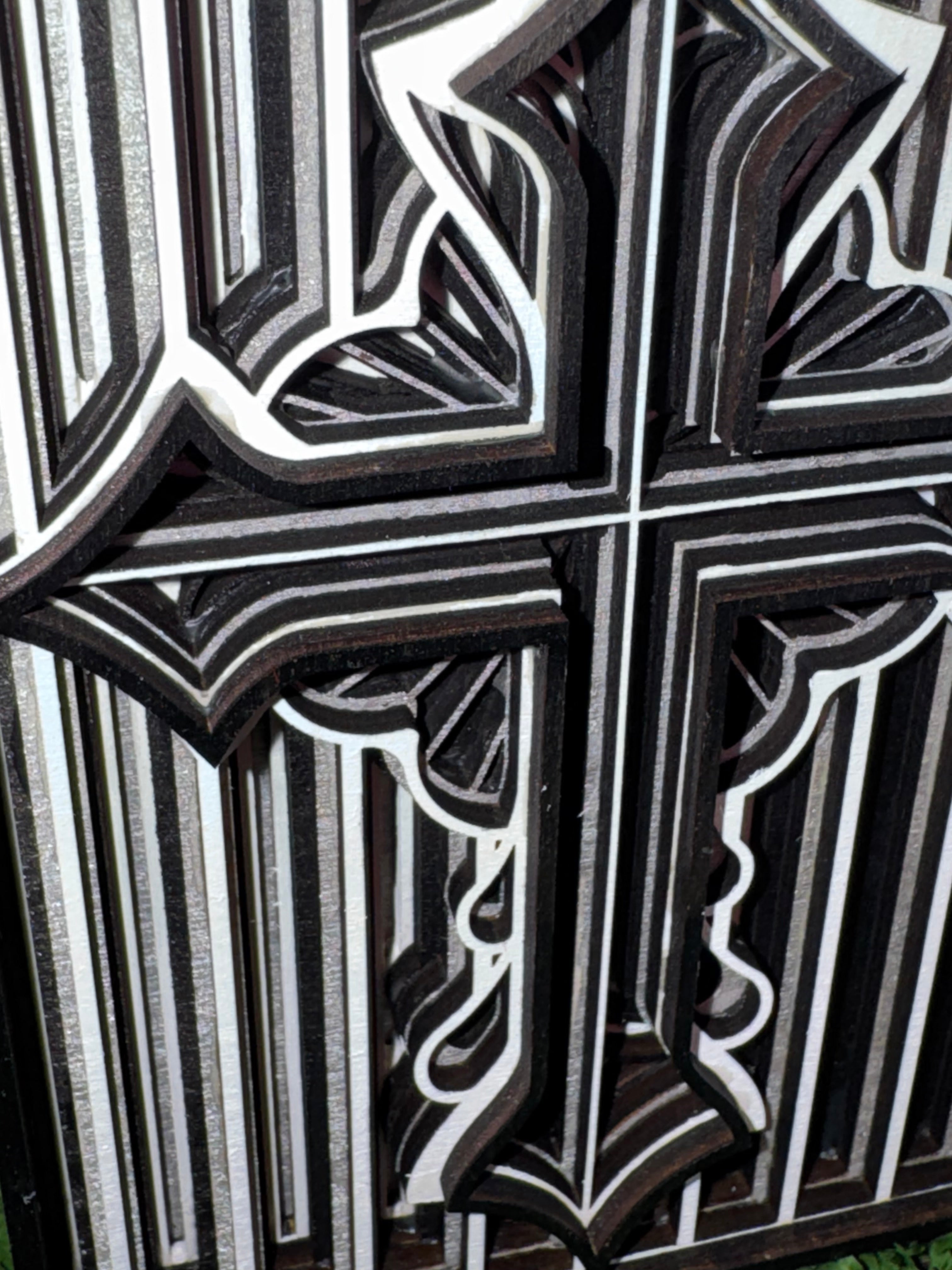 Black and White Striped Cross