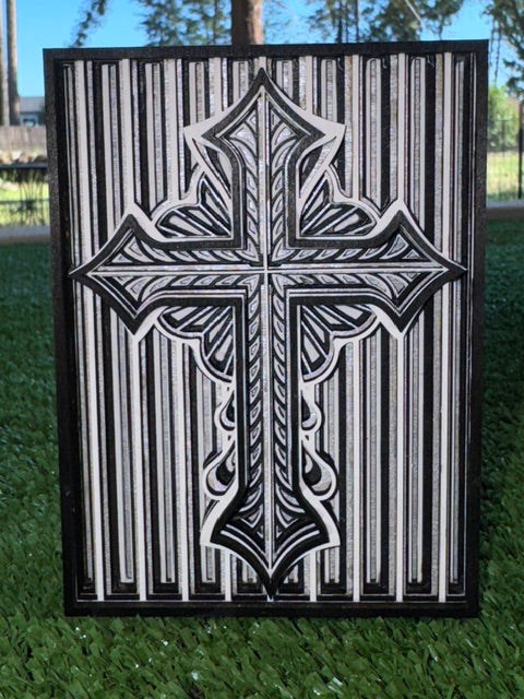Black and White Striped Cross