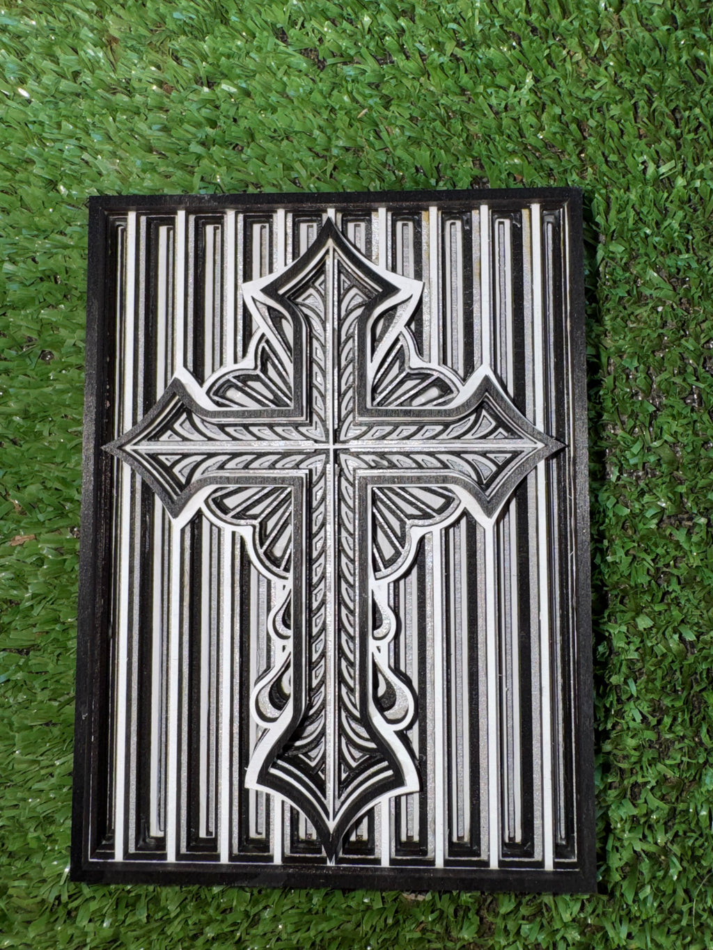 Black and White Striped Cross