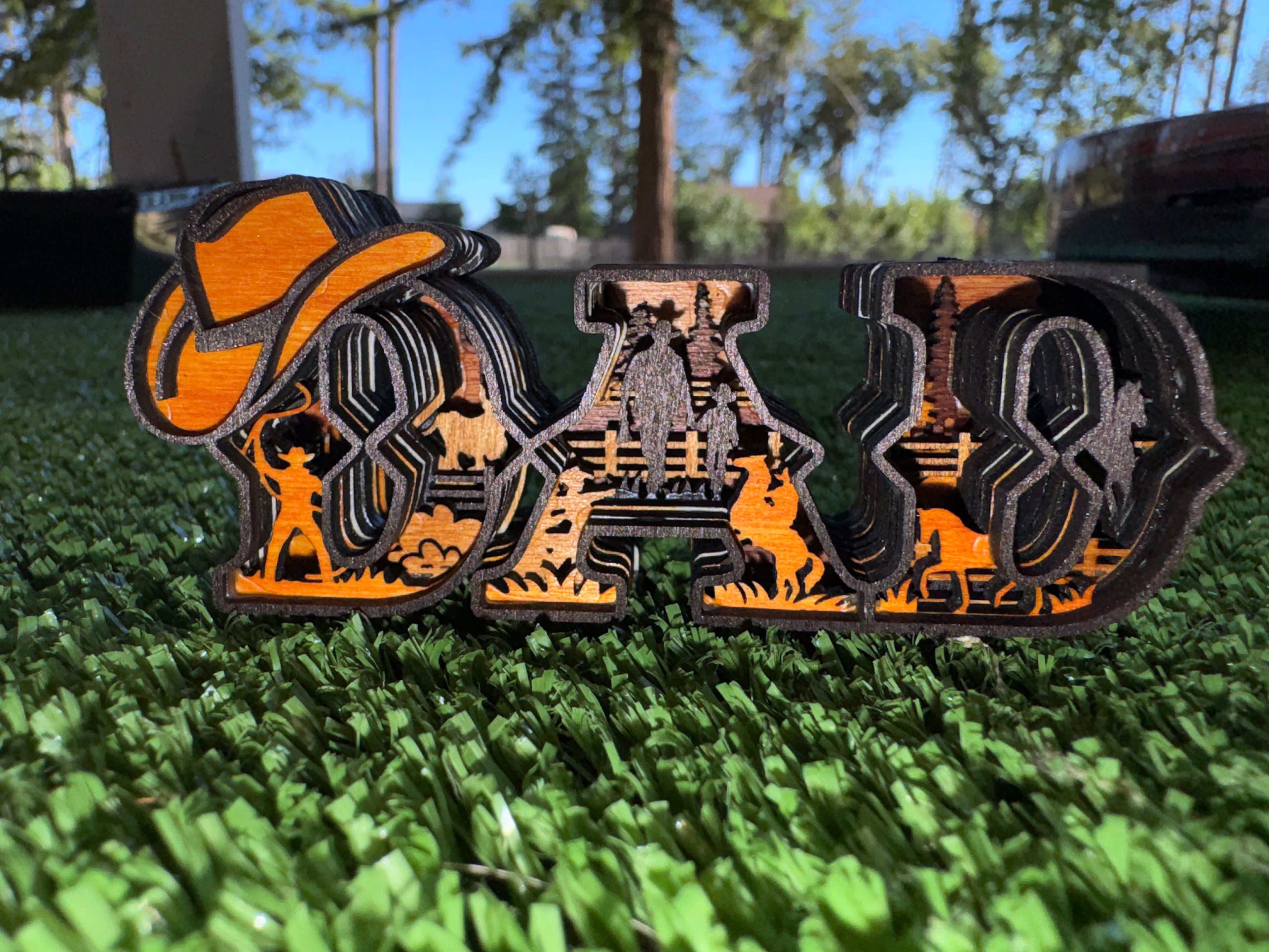 Western DAD Wooden Layered Shadow box Fathers Day