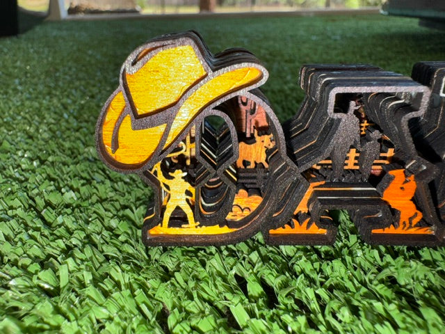 Western DAD Wooden Layered Shadow box Fathers Day