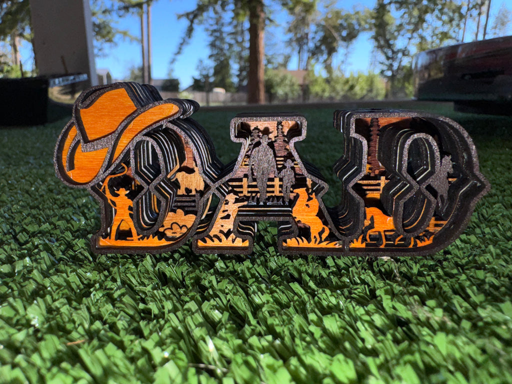 Western DAD Wooden Layered Shadow box Fathers Day