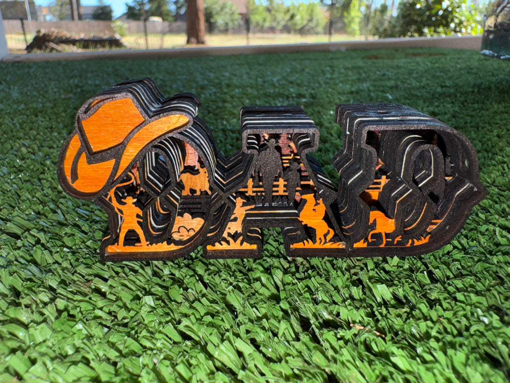 Western DAD Wooden Layered Shadow box Fathers Day