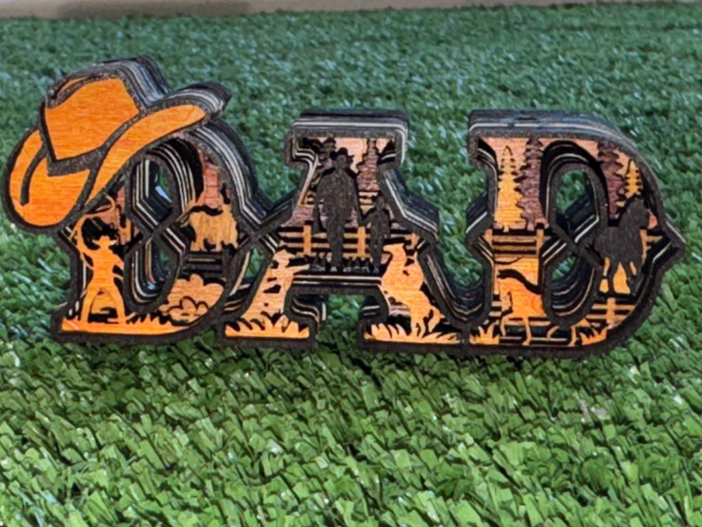 Western DAD Wooden Layered Shadow box Fathers Day