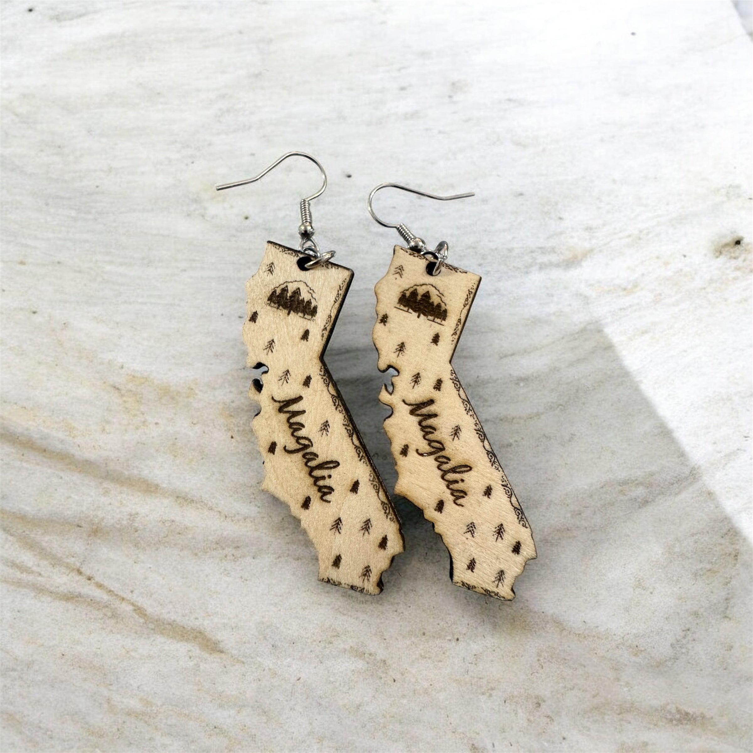 Magalia and Paradise Wooden Earrings
