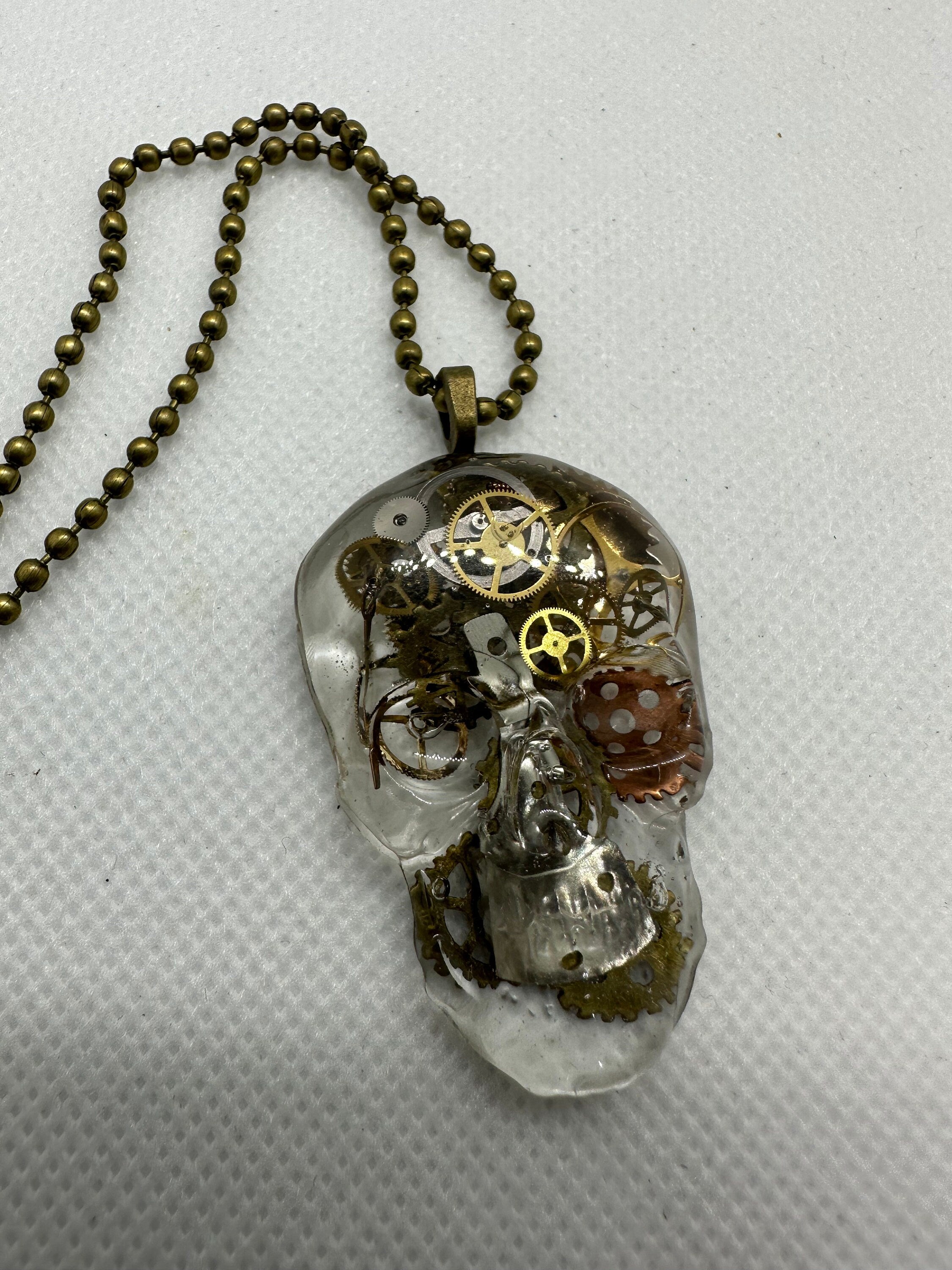 Steampunk Resin Skull Necklace