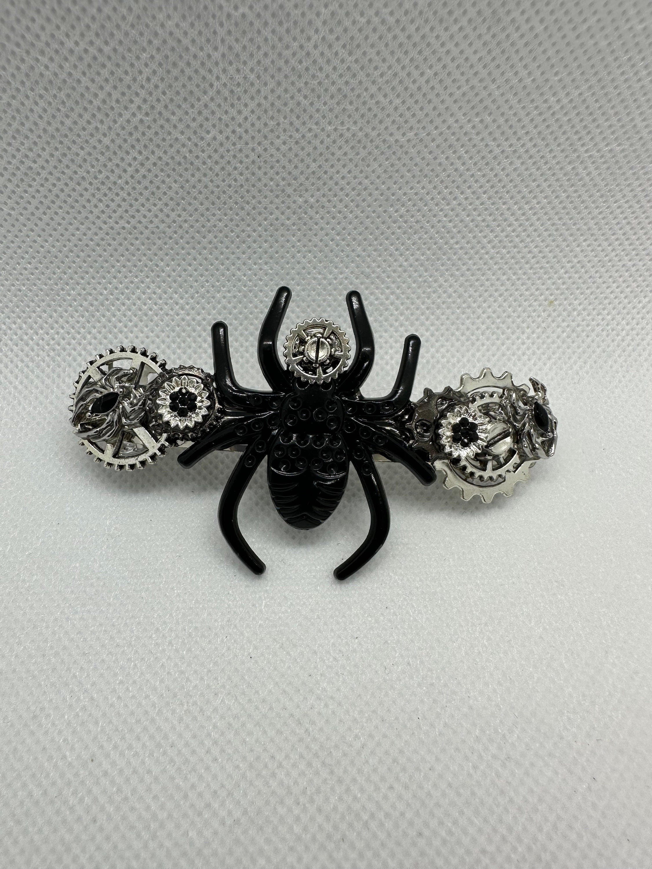 Halloween Steampunk Black Spider Hair Clip