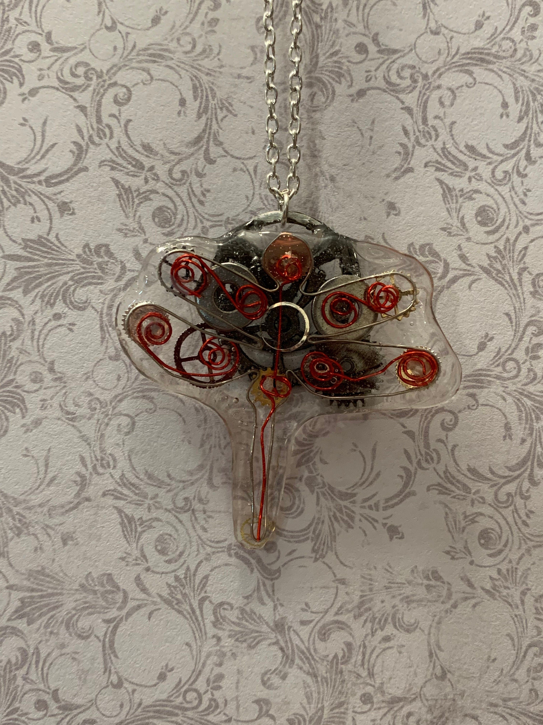 Steampunk Dragonfly wire necklace
