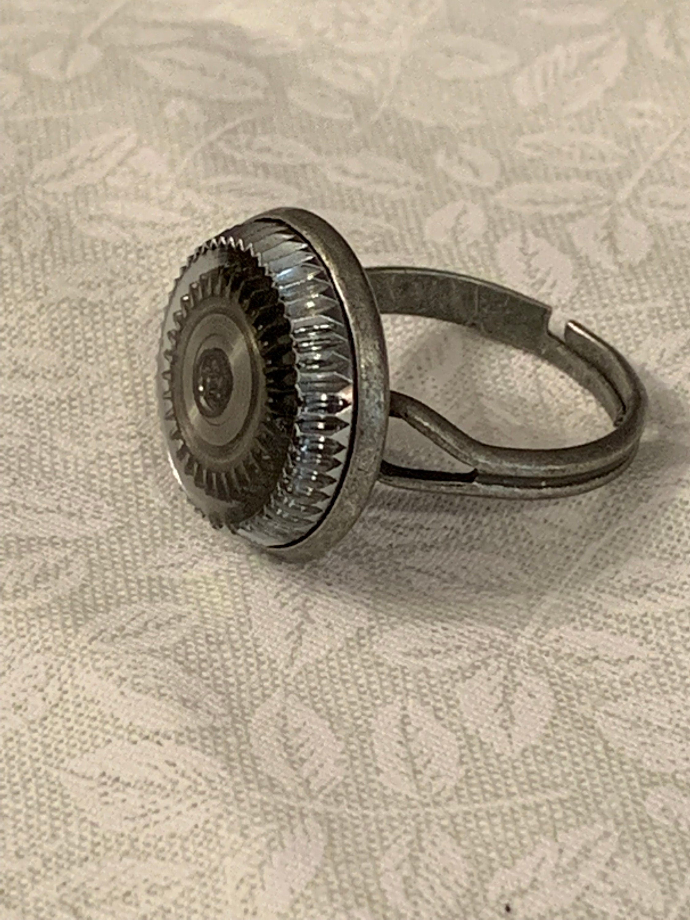 Steampunk Silver adjustable ring