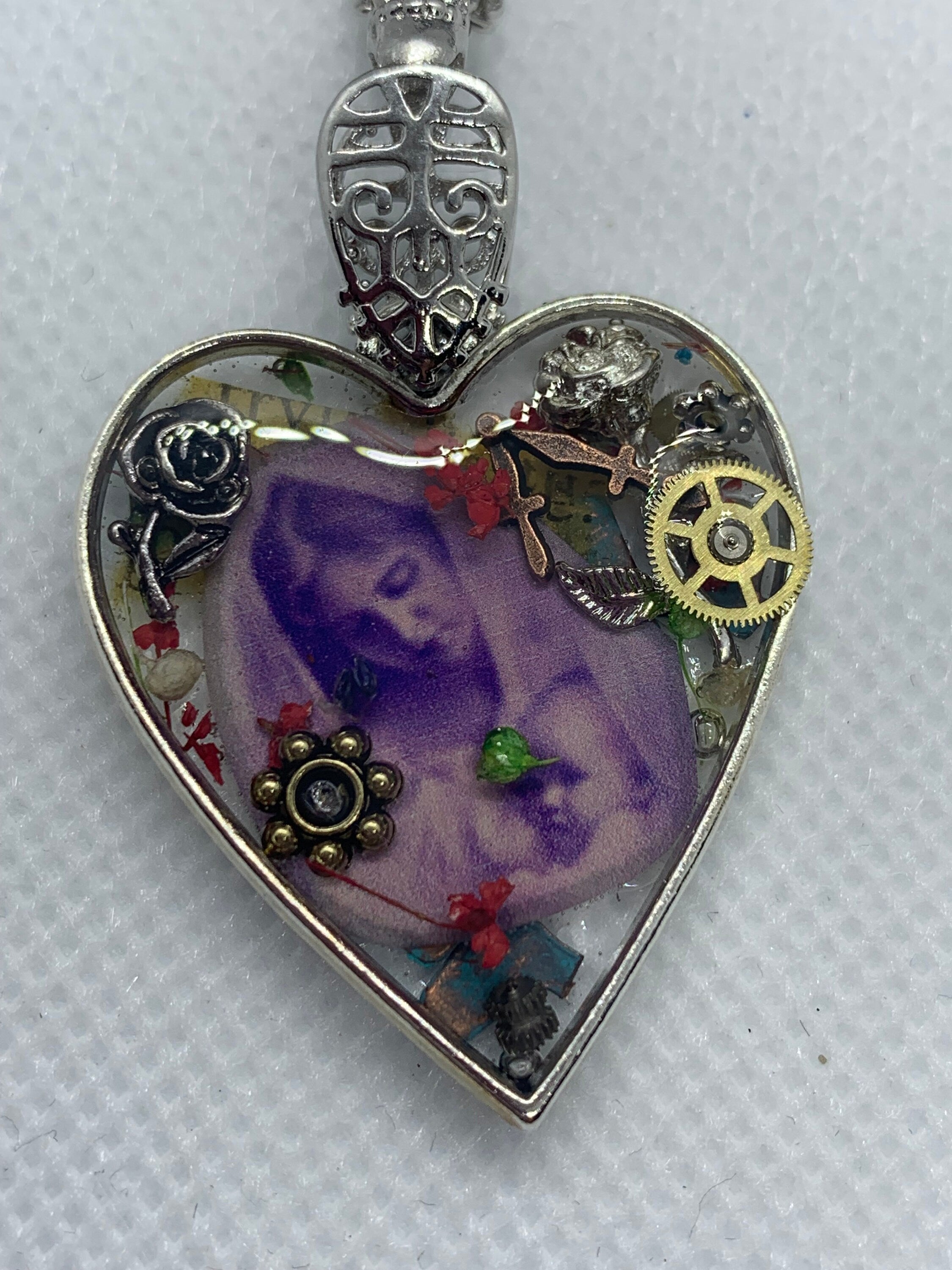 Women and Baby Heart shaped Steampunk Antique Necklace