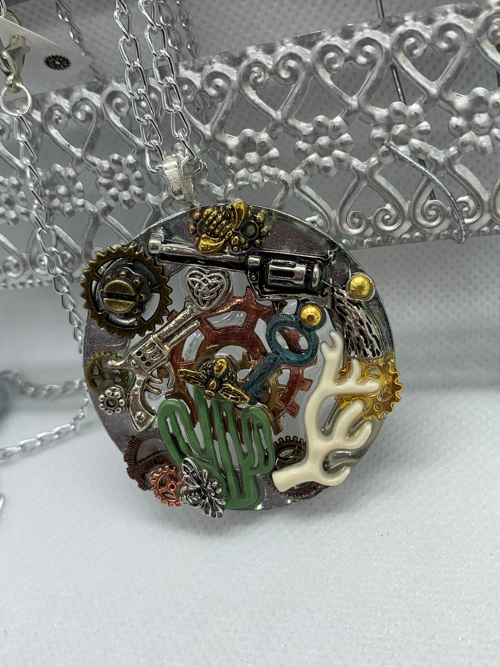Cactus Desert Inspired Steampunk Necklace