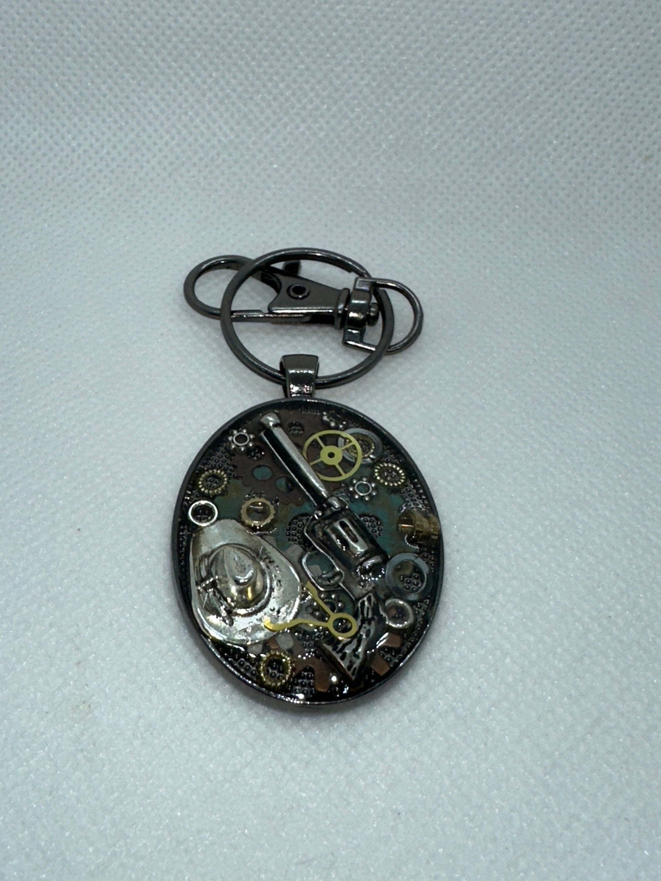 Steampunk Cowboy Cowgirl Keychain