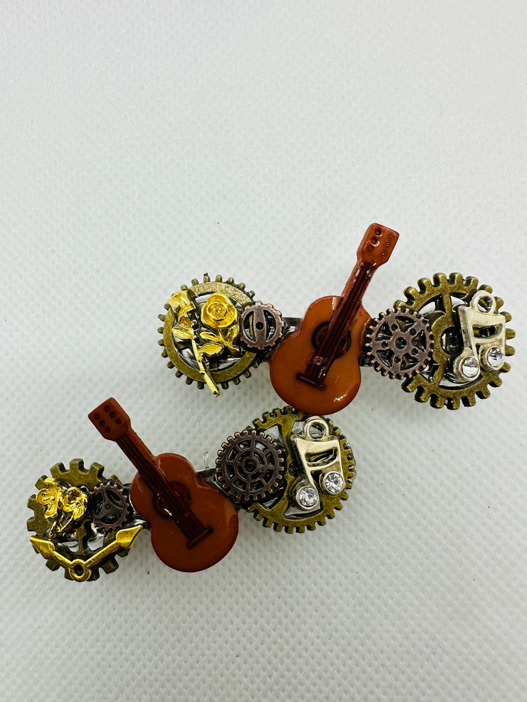 Musical Guitar Steampunk Mini Hair Clips