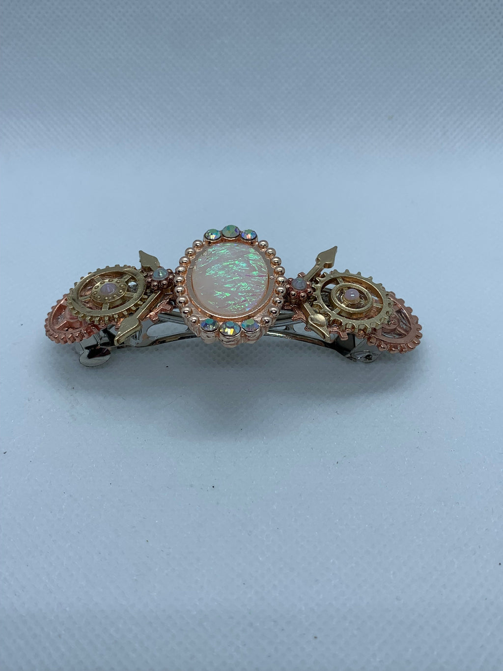 Steampunk Rose gold Rose Quarts look Stone Hair Clip