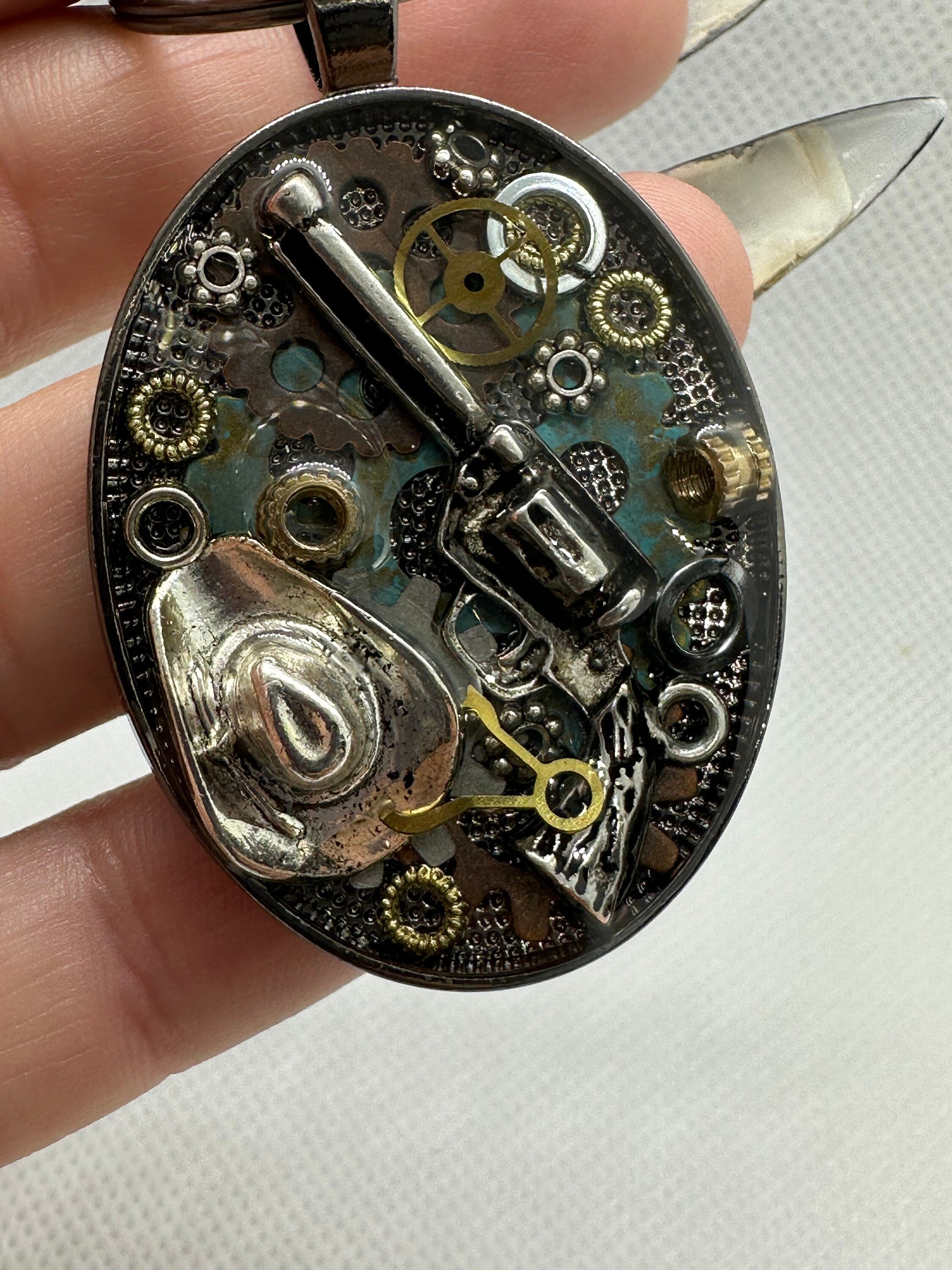 Steampunk Cowboy Cowgirl Keychain