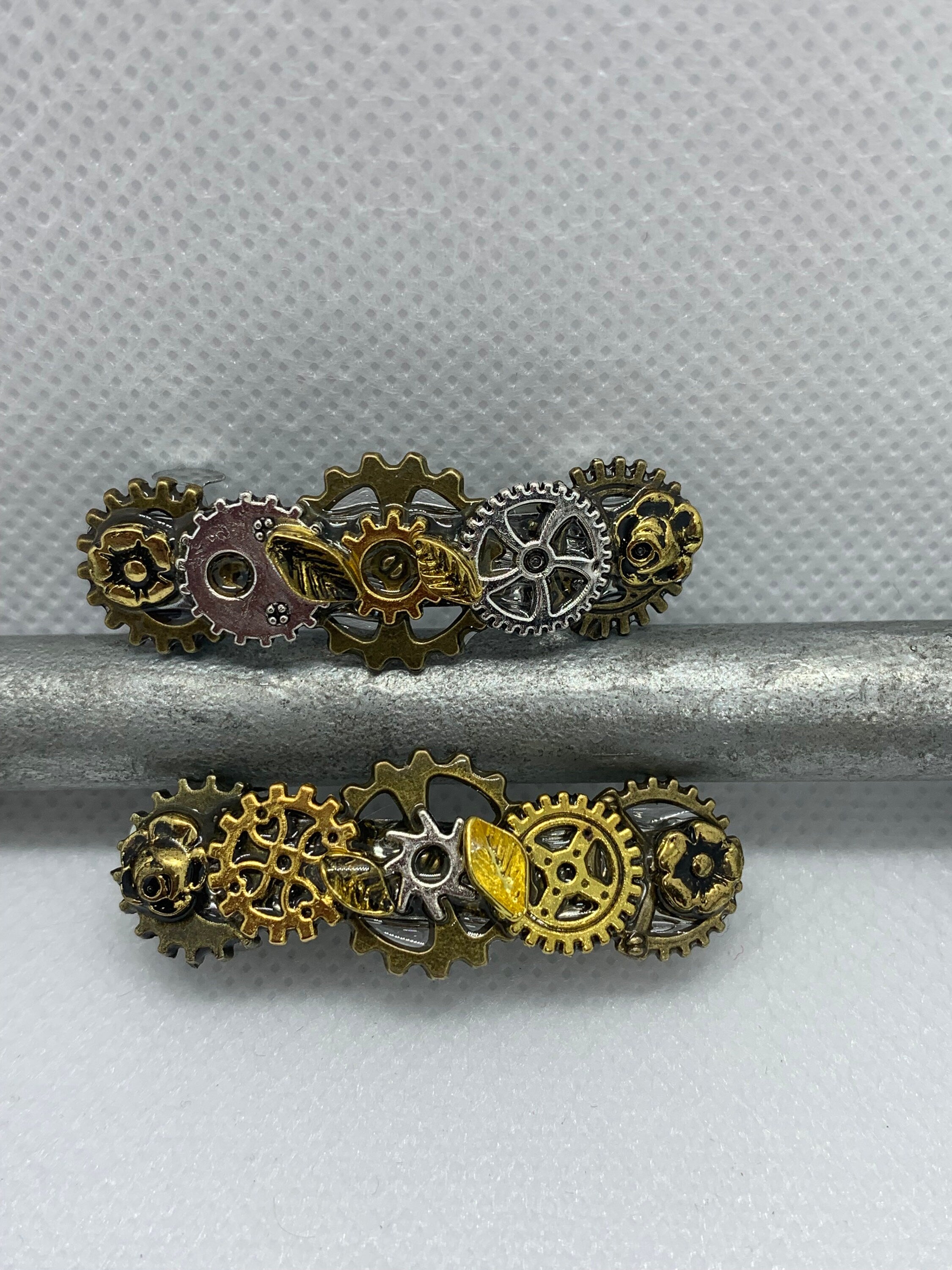 Tiny French Barrettes Hair clips Metal Steampunk