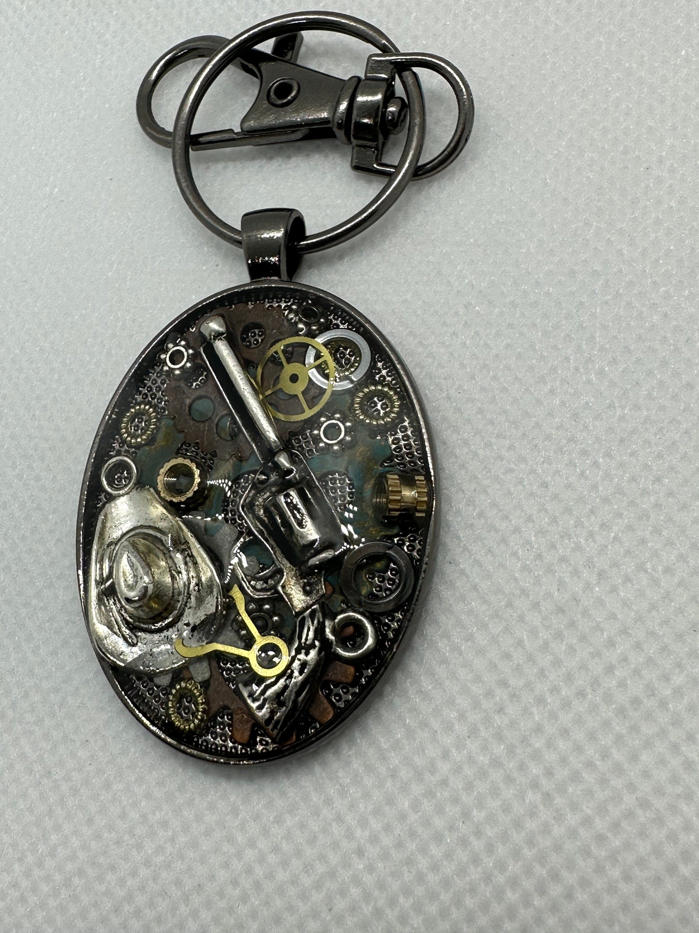 Steampunk Cowboy Cowgirl Keychain