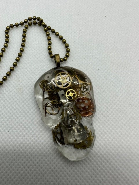 Steampunk Resin Skull Necklace