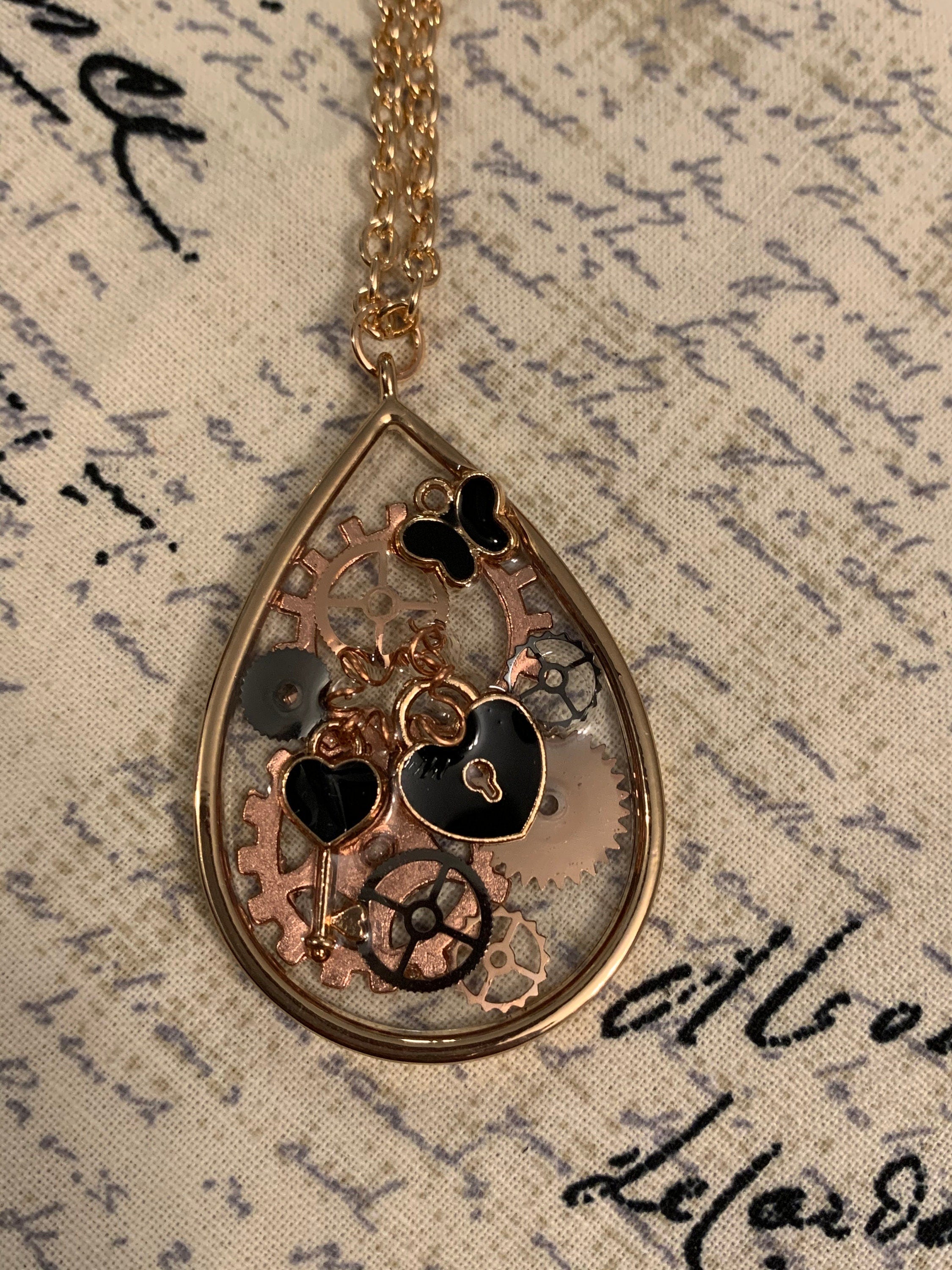 Steampunk Lock and key Necklace