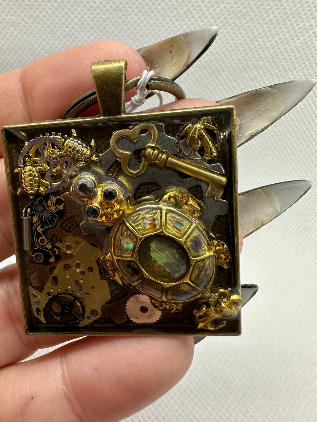 Steampunk Turtle Bronze Keychain