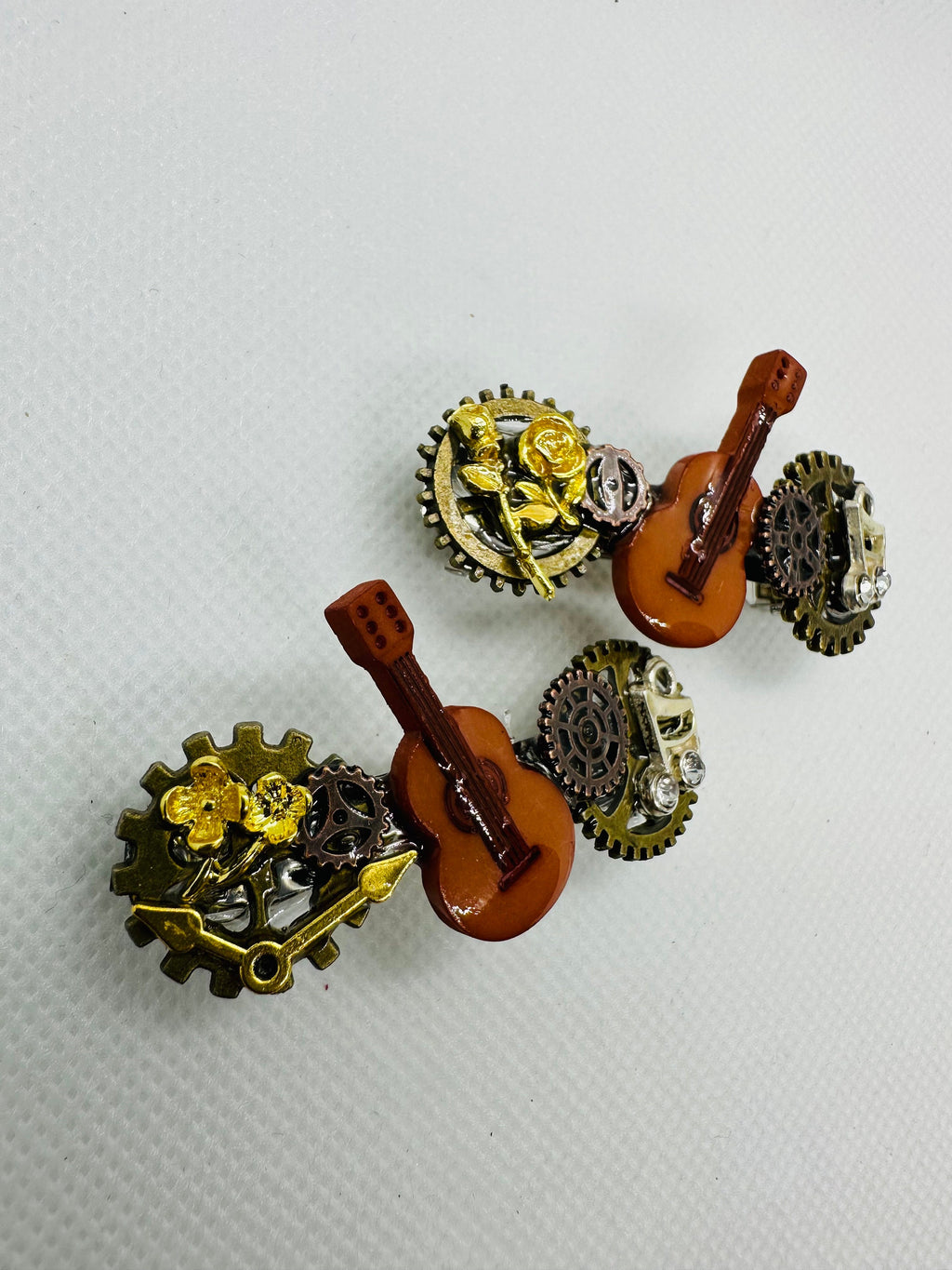 Musical Guitar Steampunk Mini Hair Clips