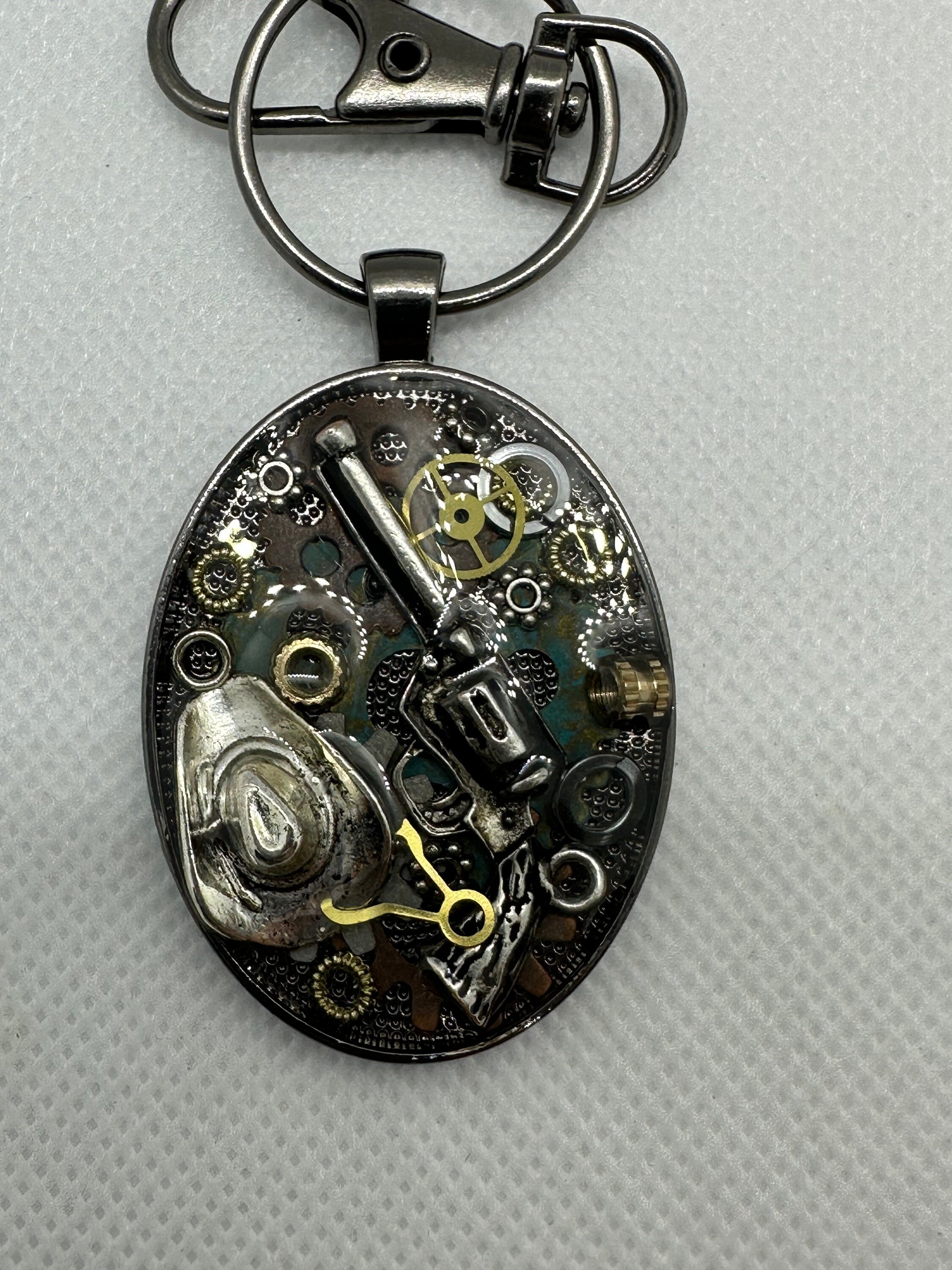 Steampunk Cowboy Cowgirl Keychain