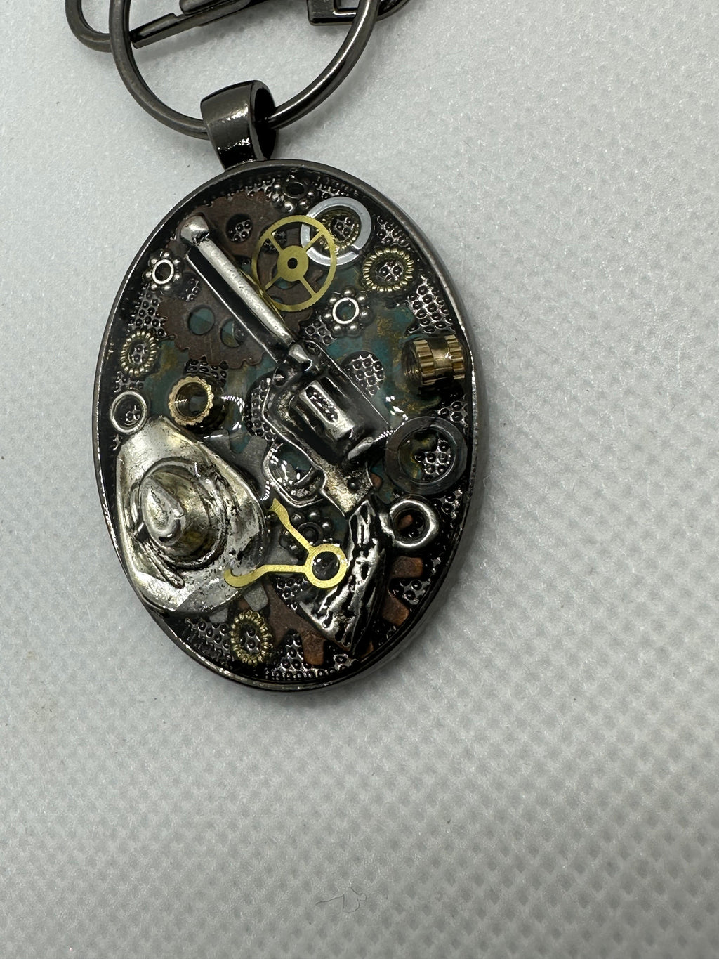 Steampunk Cowboy Cowgirl Keychain