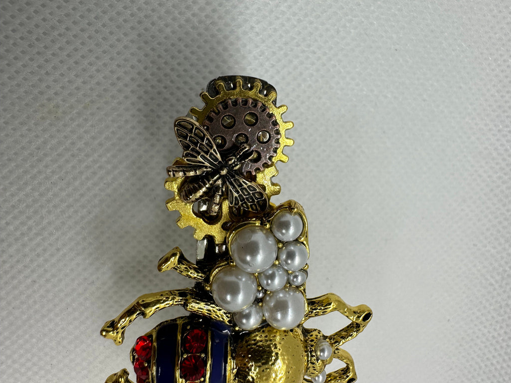 Red, White, Blue and Gold Steampunk Beatle Hairclip
