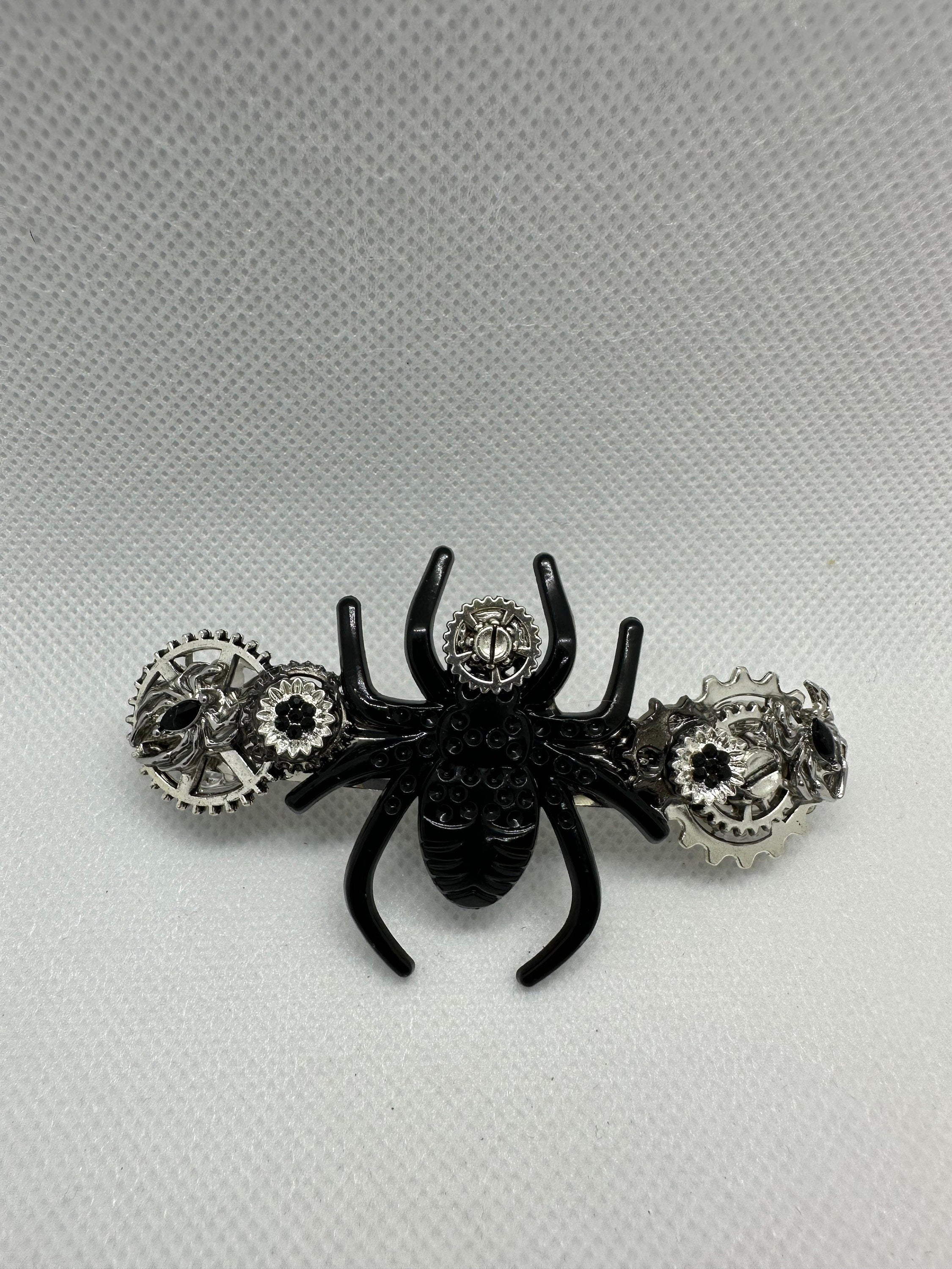 Halloween Steampunk Black Spider Hair Clip