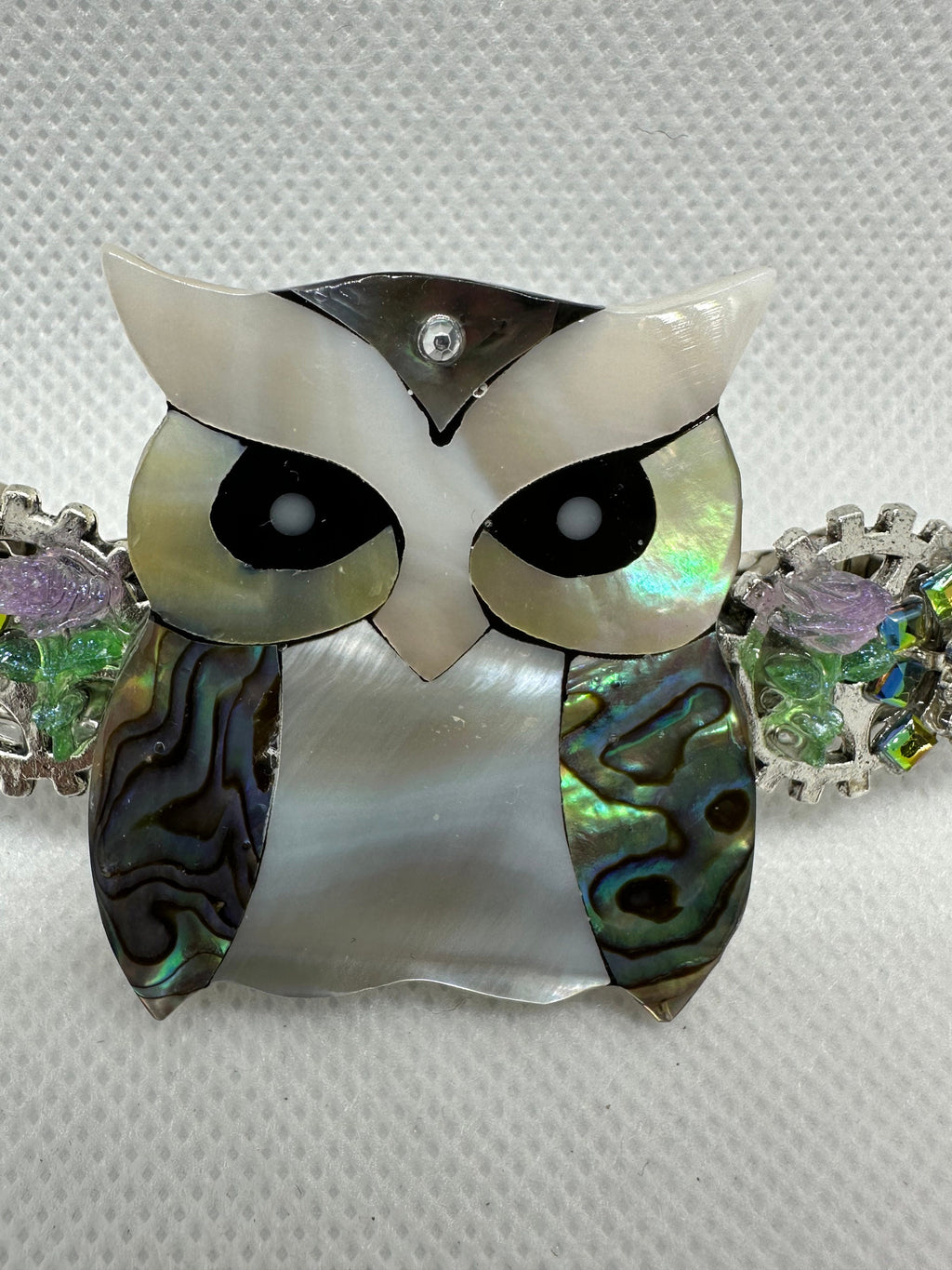 Steampunk Iridescent Owl Hair Clip